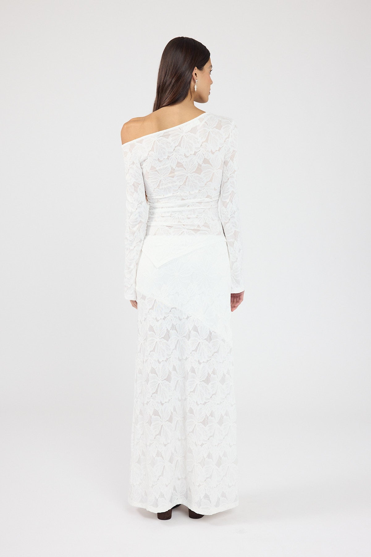 Perfect Stranger Dotty Lace Maxi Skirt White
