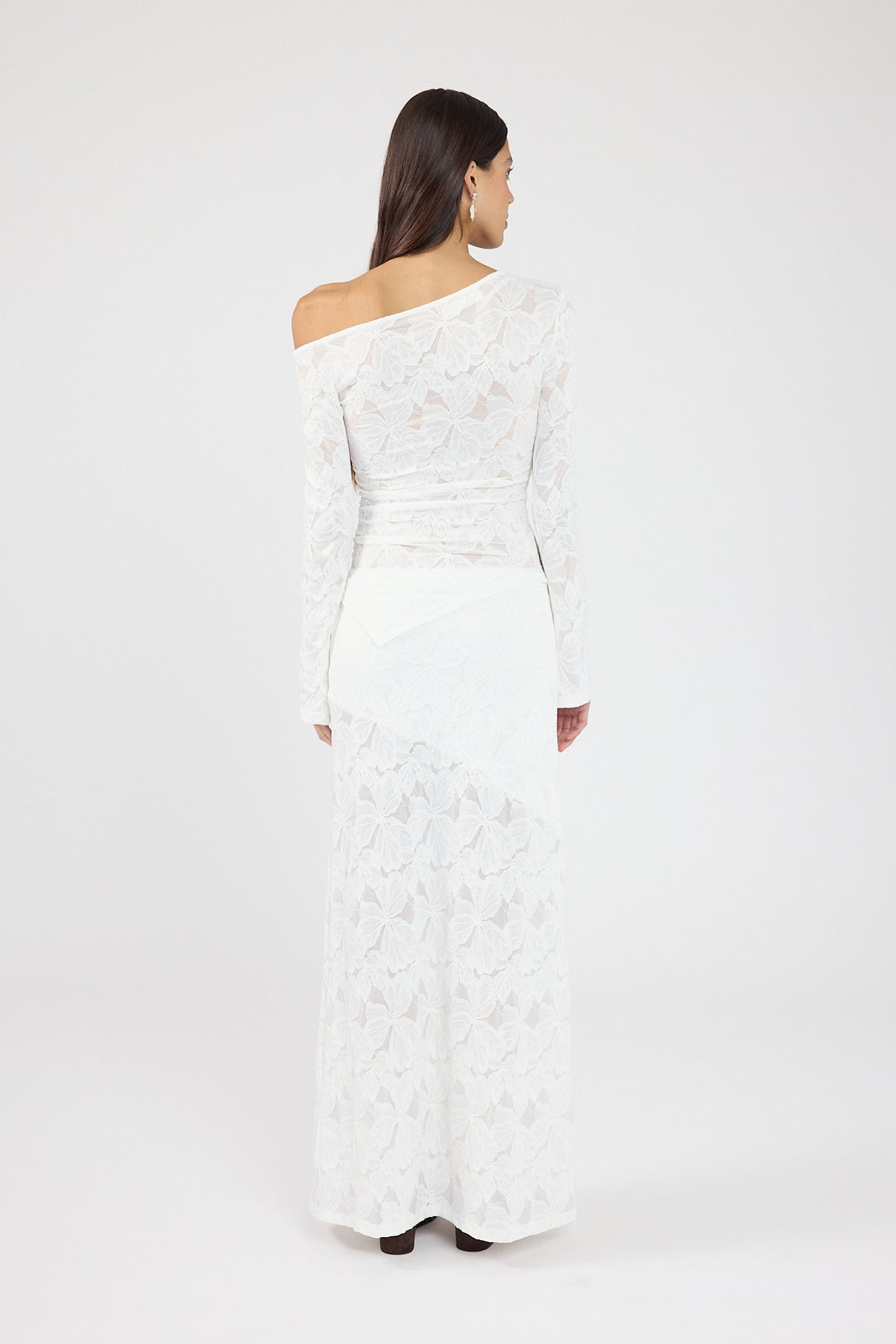 Perfect Stranger Dotty Lace Maxi Skirt White
