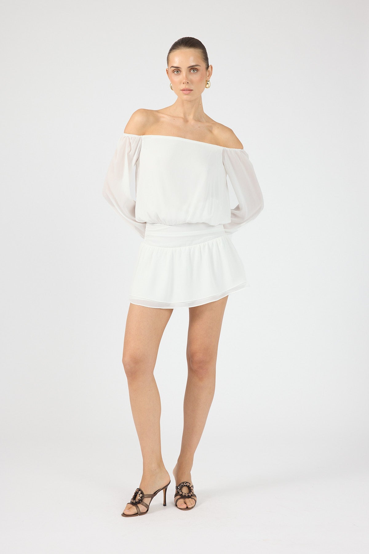 Perfect Stranger Carrie Off Shoulder Mini Dress White