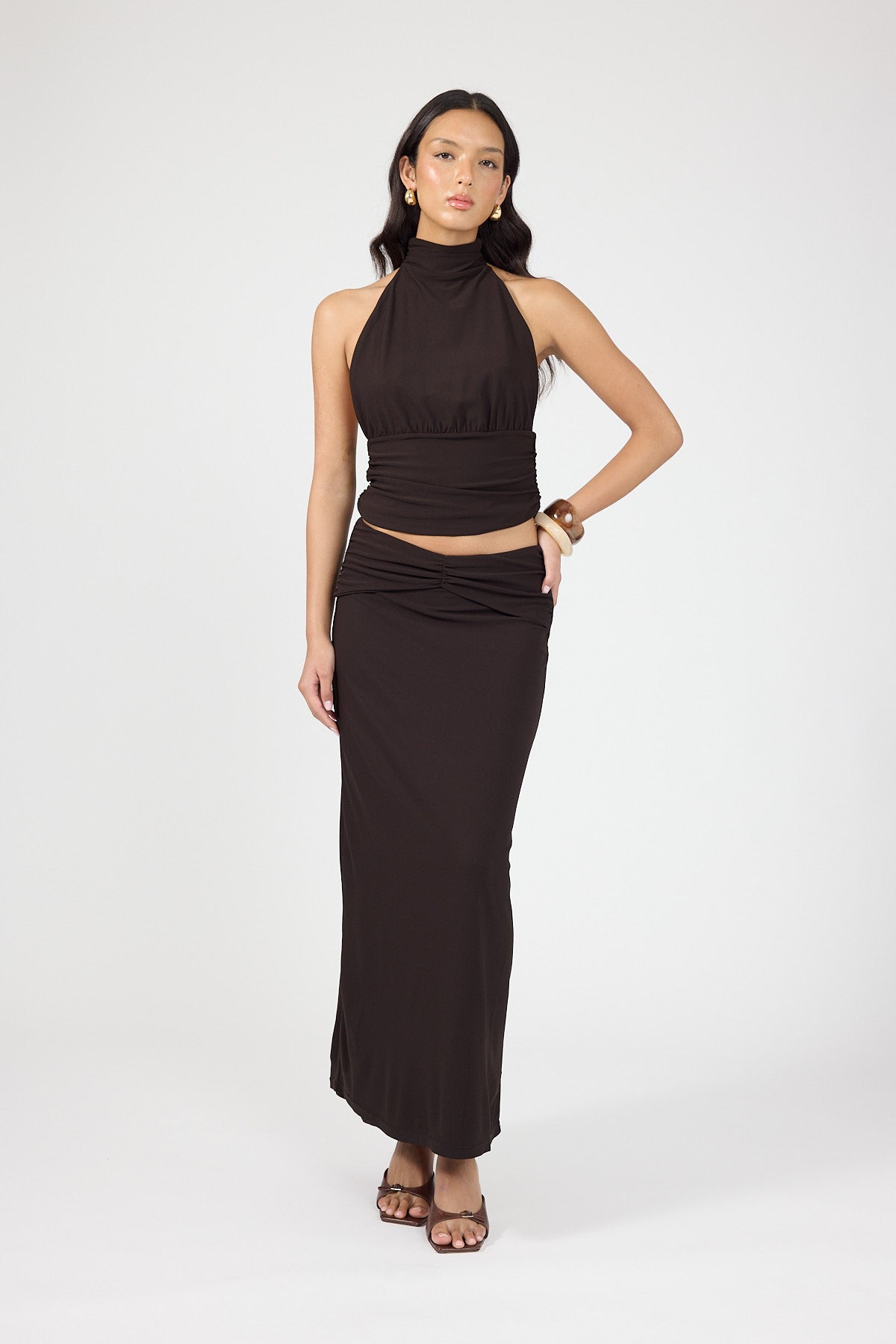Perfect Stranger Aria Maxi Skirt Brown
