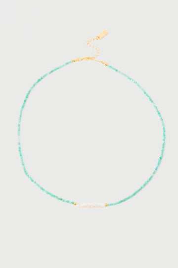 Perfect Stranger Briella Beaded Pearl Necklace Mint/Pearl