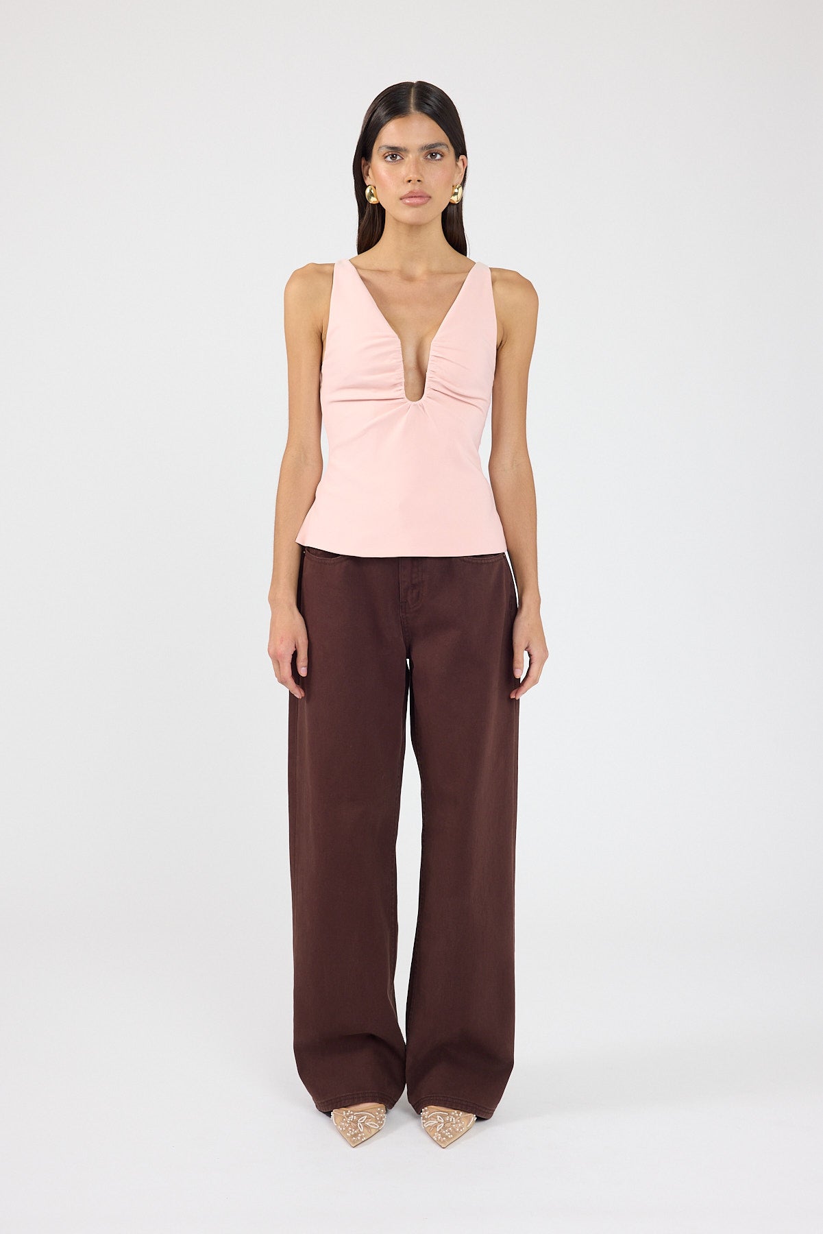 Perfect Stranger Mid Rise Baggy Jean Brown