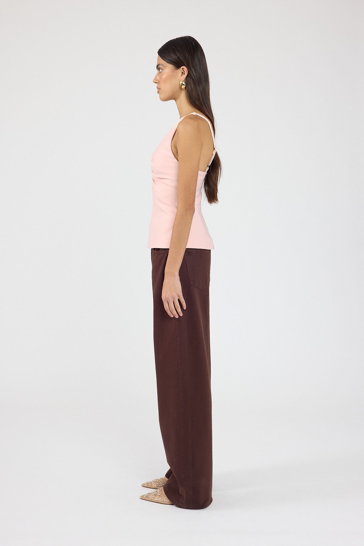 Perfect Stranger Mid Rise Baggy Jean Brown
