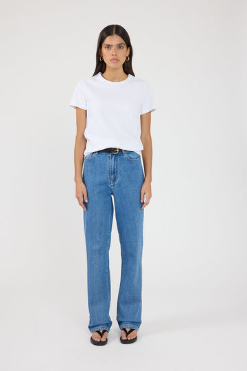 Perfect Stranger High Rise Slim Leg Jeans Mid Blue Denim