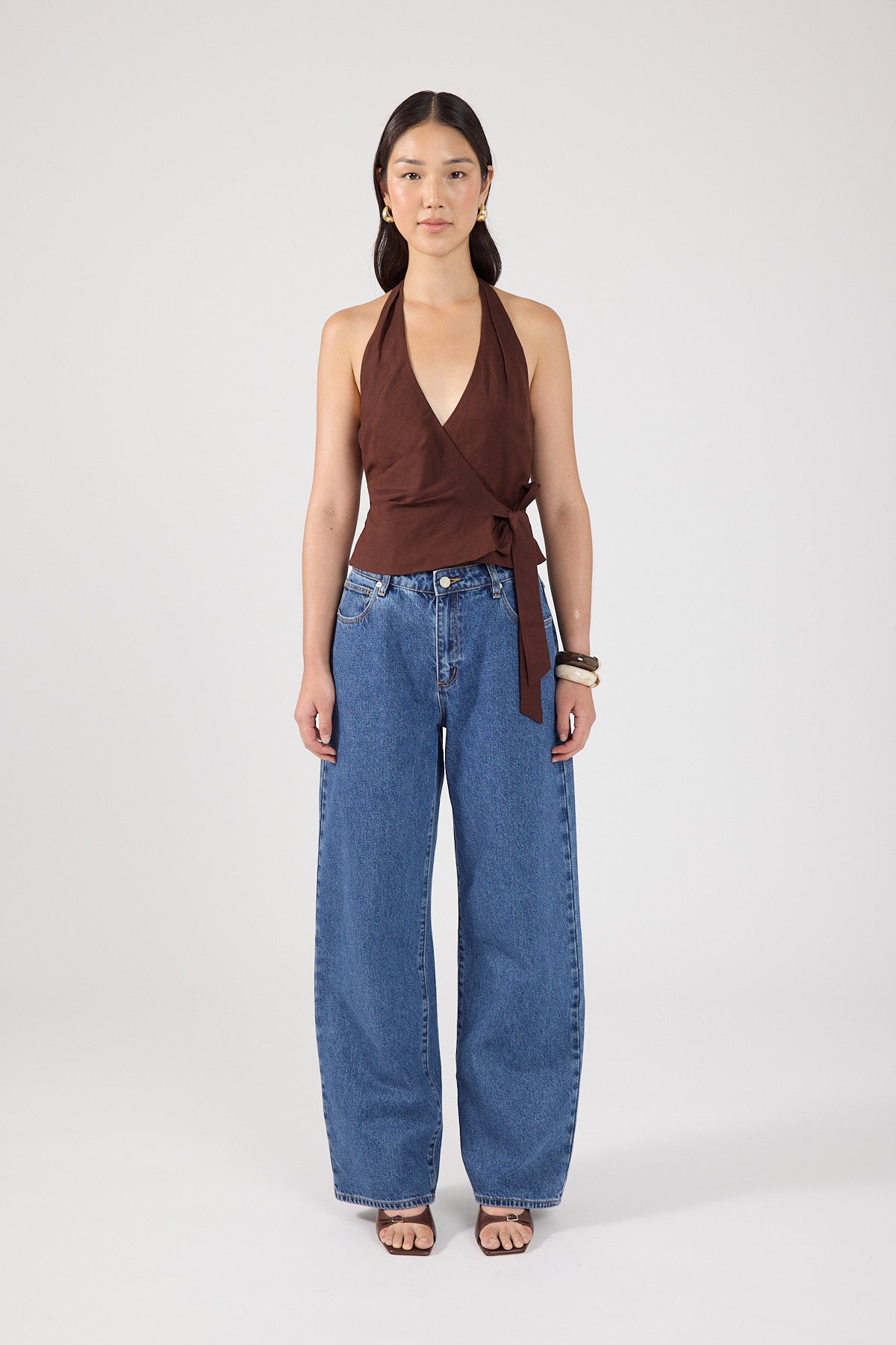 Perfect Stranger Shea Wrap Halter Top Brown