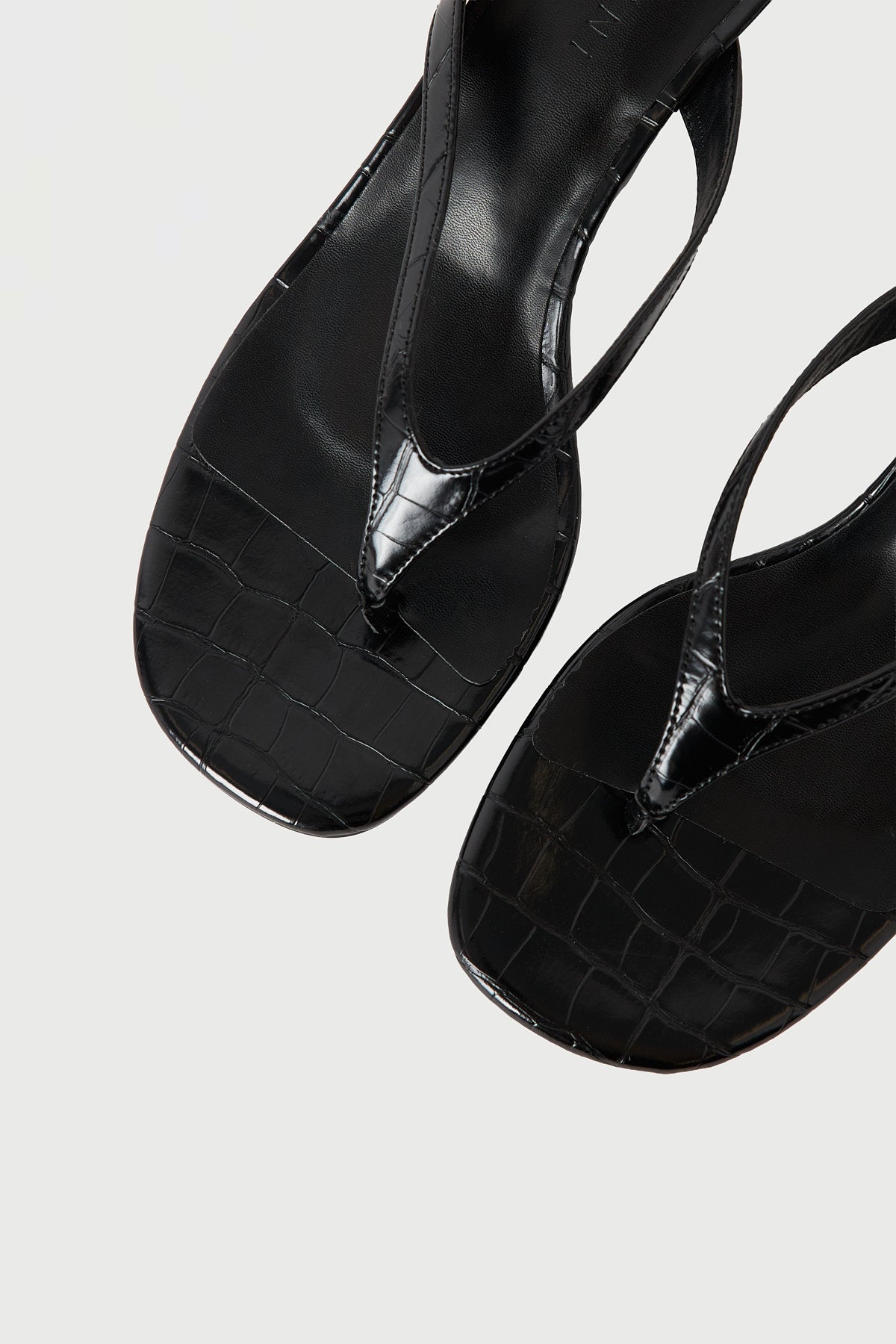 Billini Nazelle PU Croc Thong Heel Black Croc