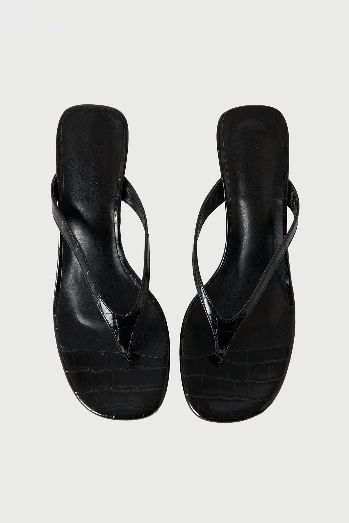 Billini Nazelle PU Croc Thong Heel Black Croc