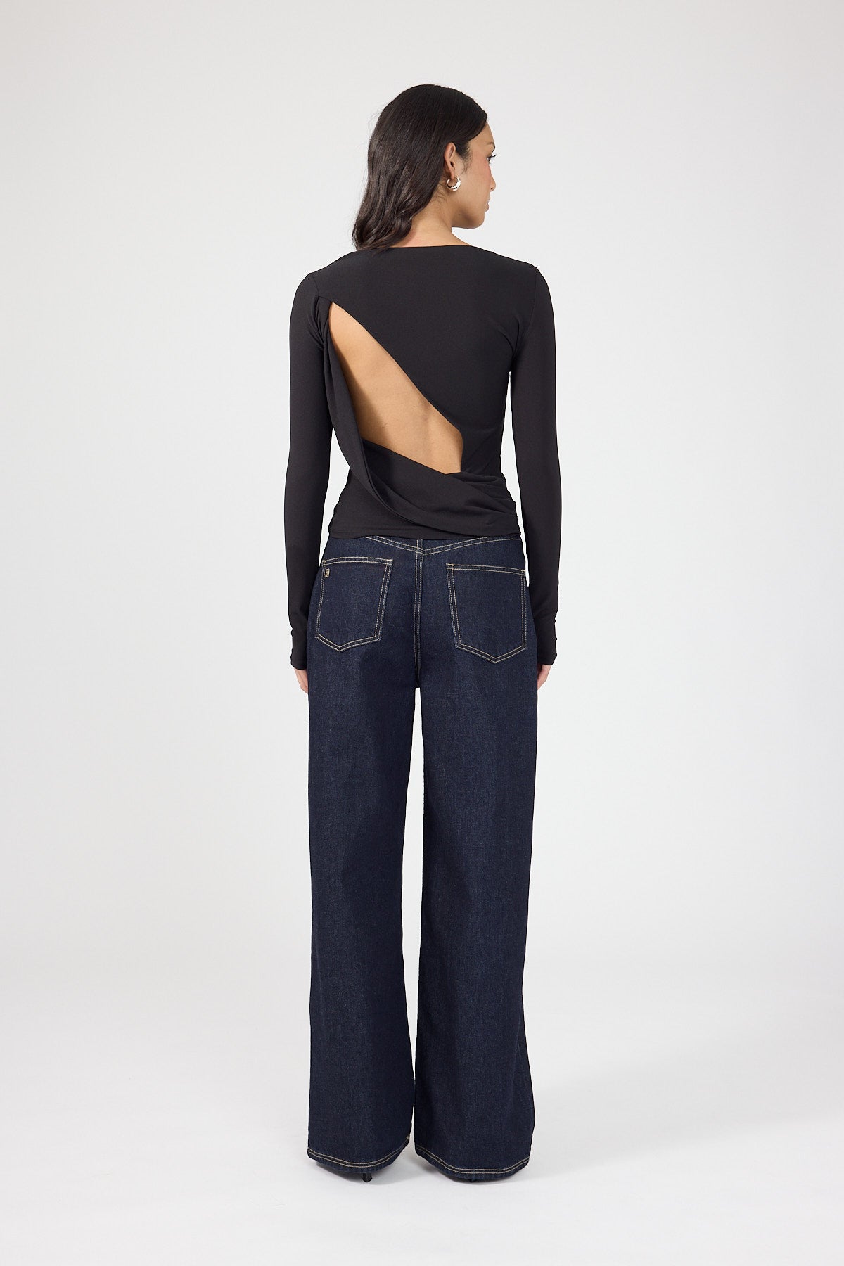 Perfect Stranger Lucinda Draped Backless Top Black