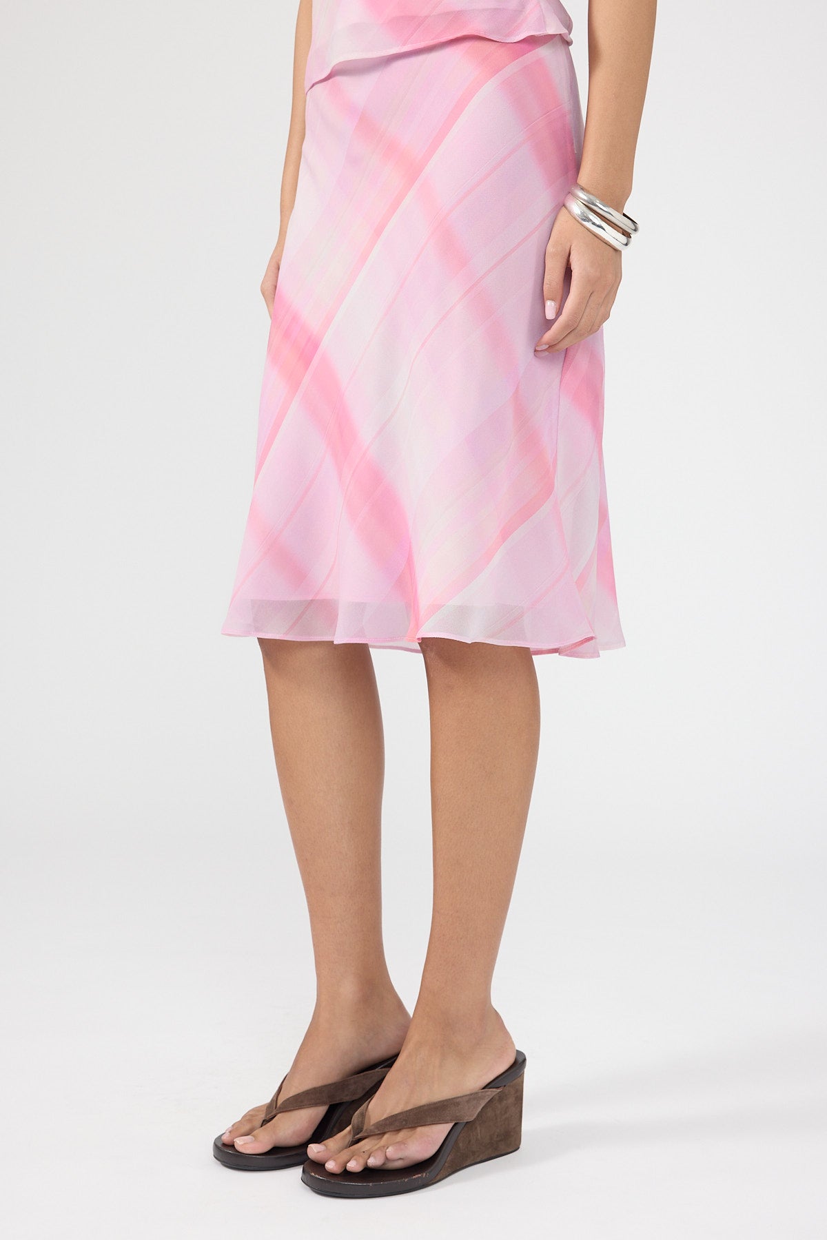 Perfect Stranger Juliet Midi Skirt Pink Check