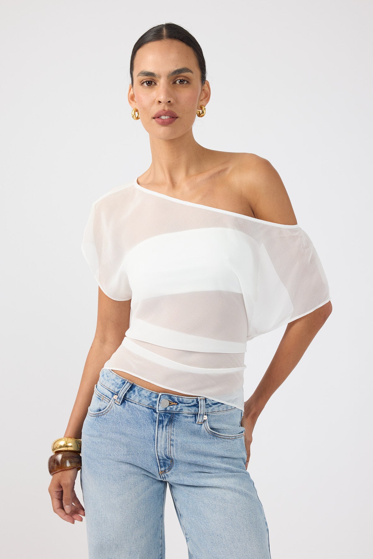 Perfect Stranger Orla Sheer Top White