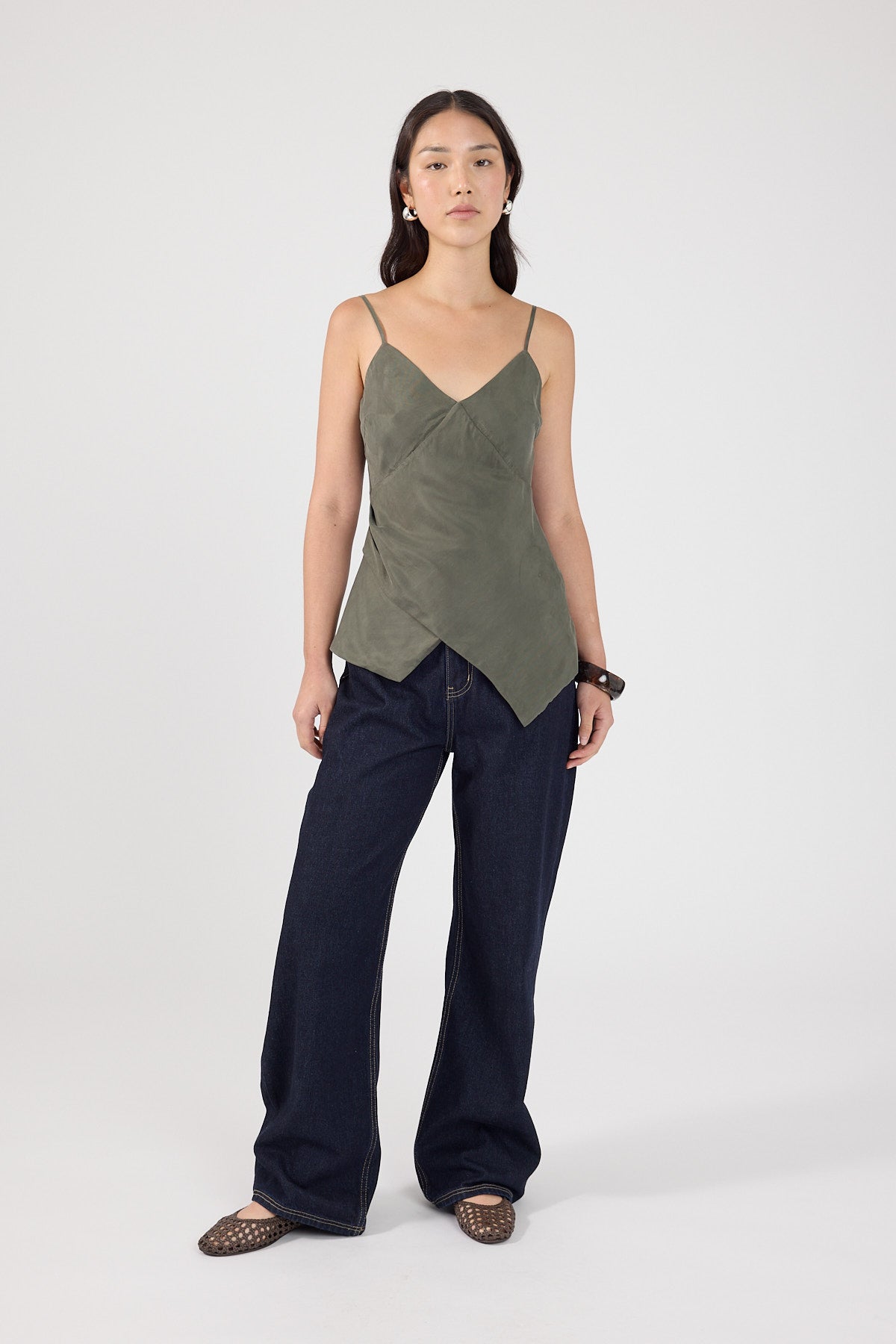 Perfect Stranger Darcy Cupro Top Khaki