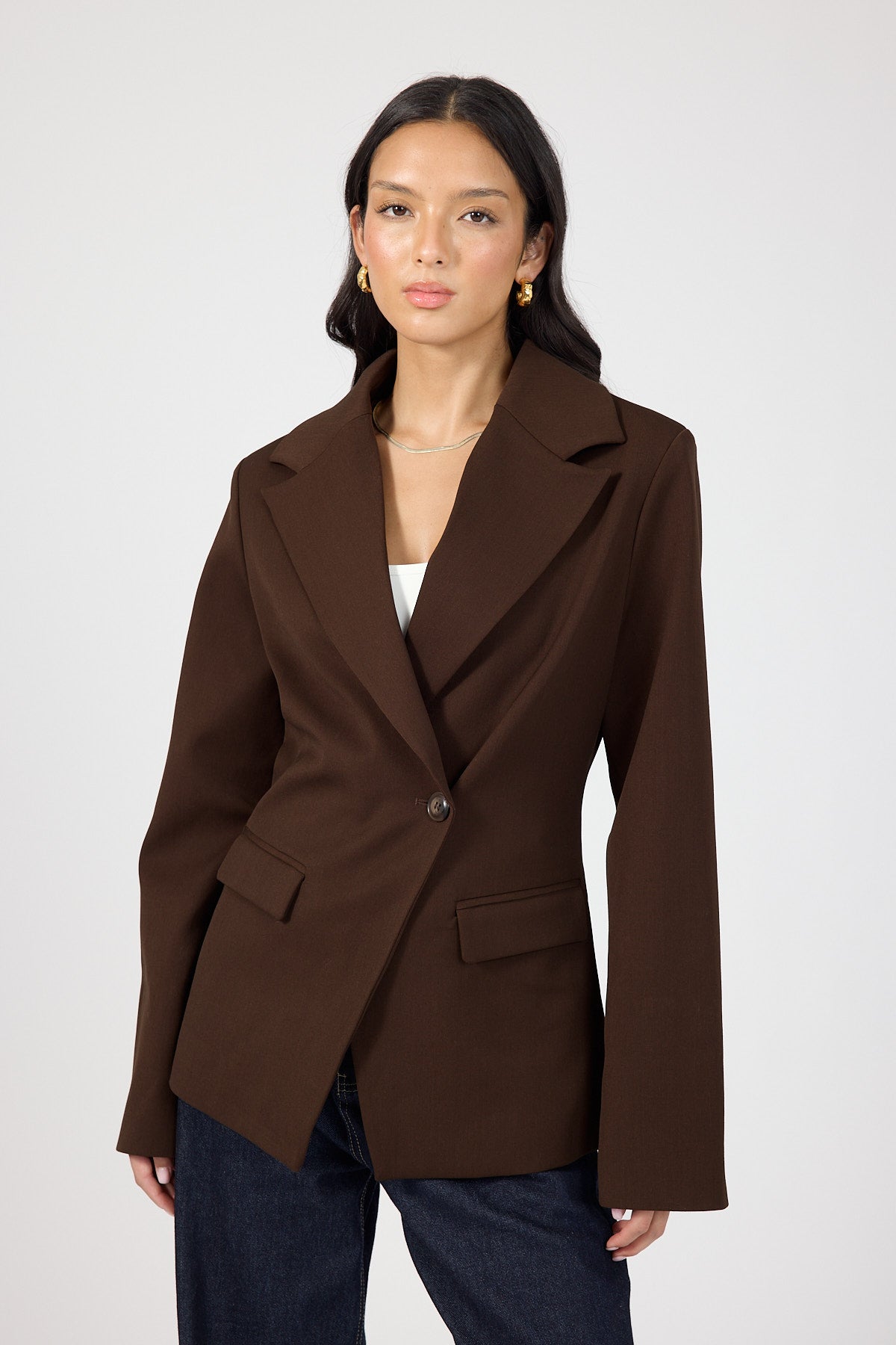 Perfect Stranger Palmer Fitted Blazer Brown