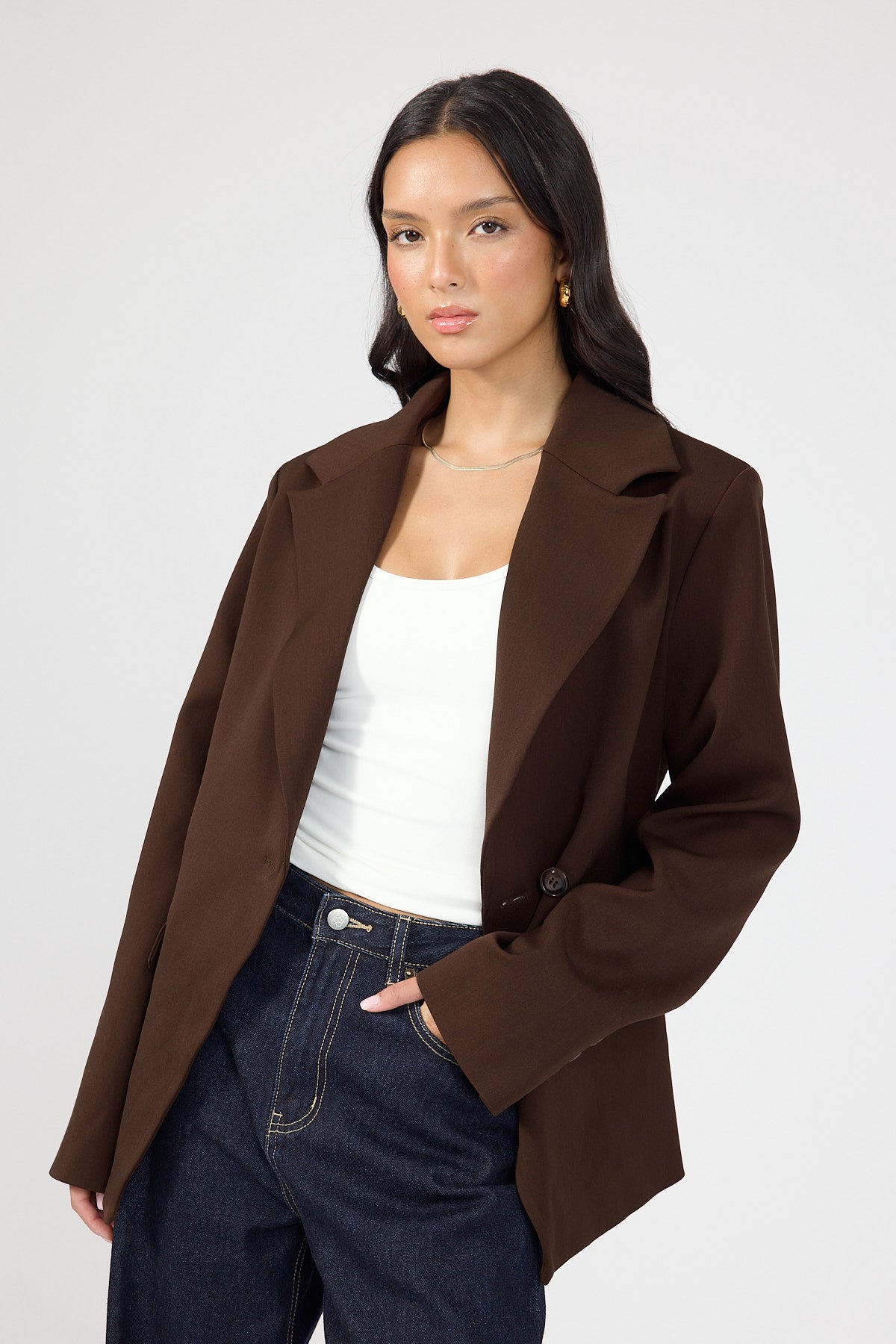 Perfect Stranger Palmer Fitted Blazer Brown