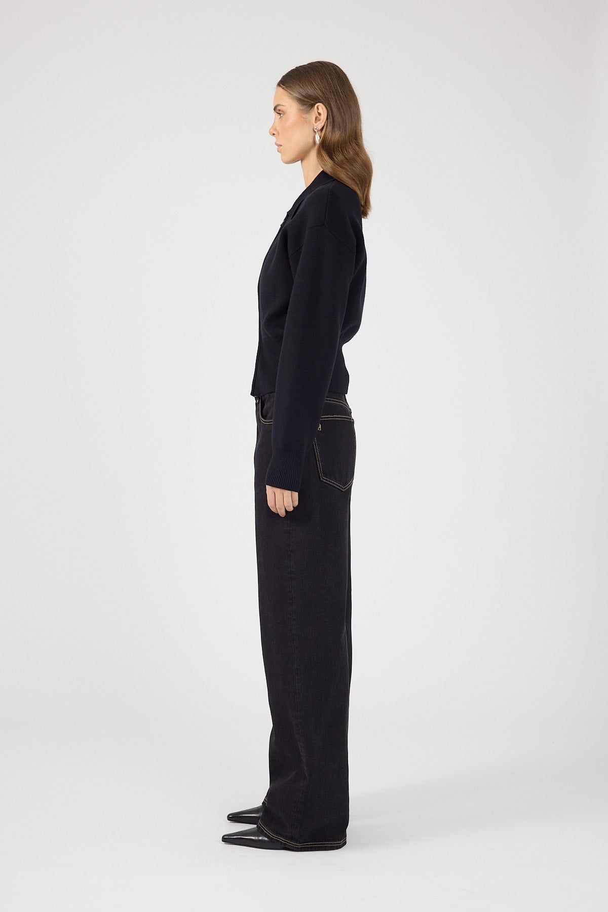 Perfect Stranger Sloane Zip Up Cardigan Black