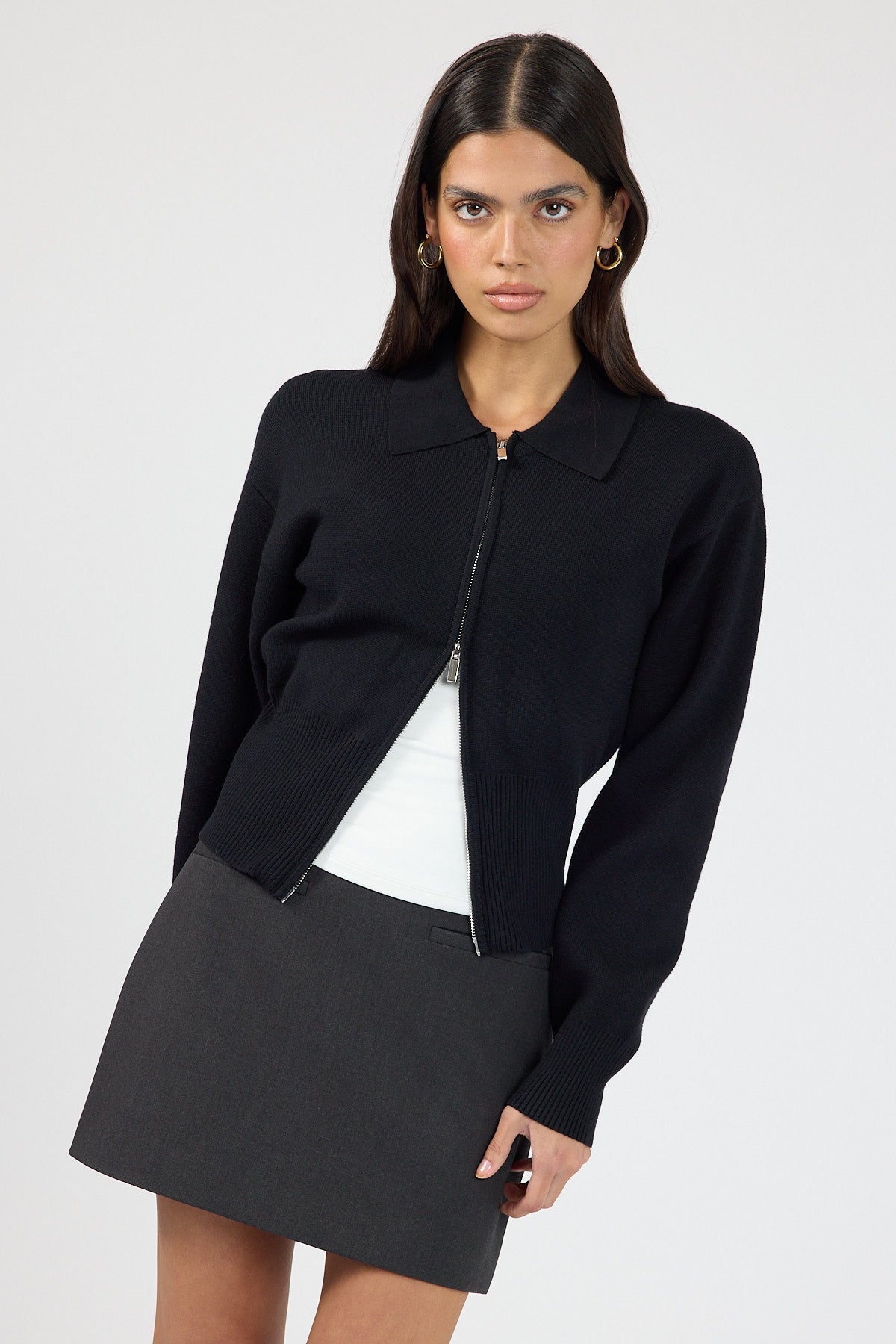 Perfect Stranger Sloane Zip Up Cardigan Black