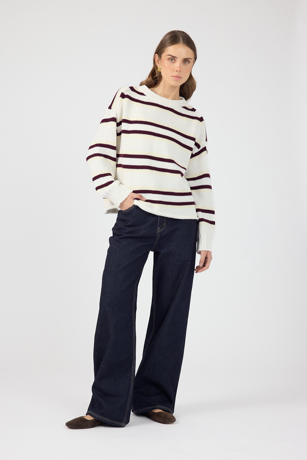 Perfect Stranger Amory Stripe Knit Jumper Cream Stripe