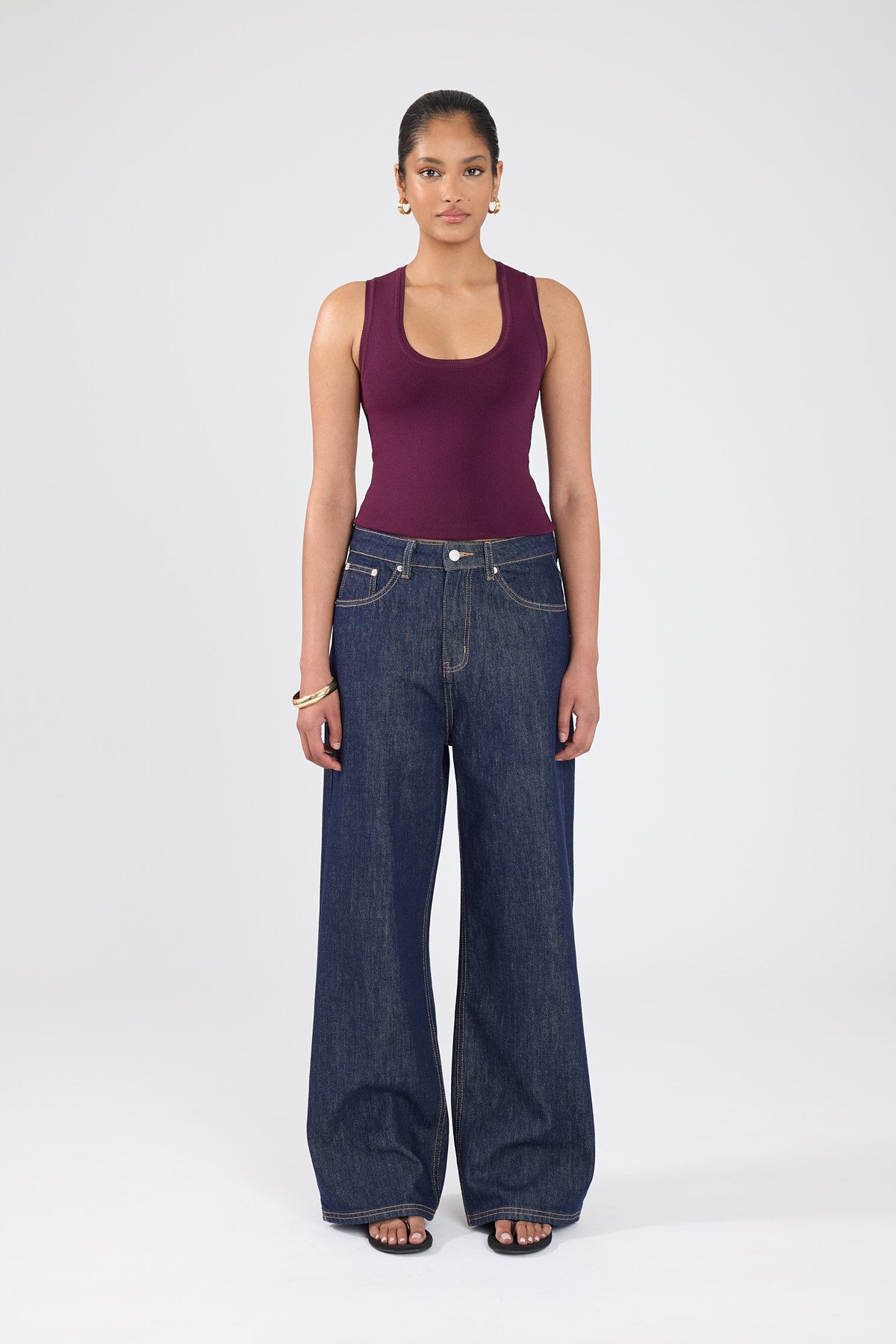 Perfect Stranger Sublime Knit Racer Top Plum