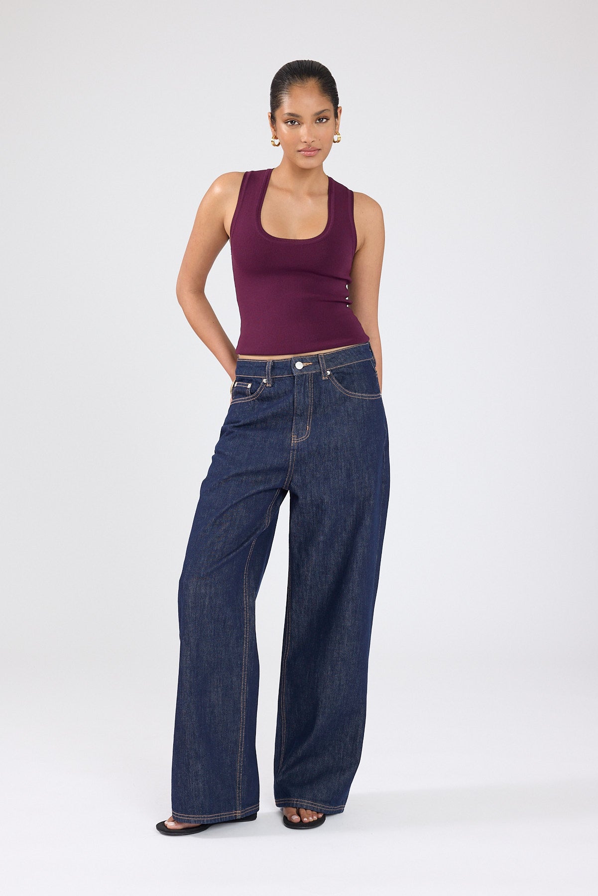 Perfect Stranger Sublime Knit Racer Top Plum