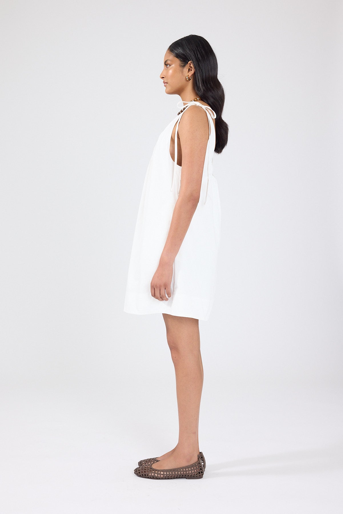 Perfect Stranger Penelope Tie Shoulder Mini Dress Off White