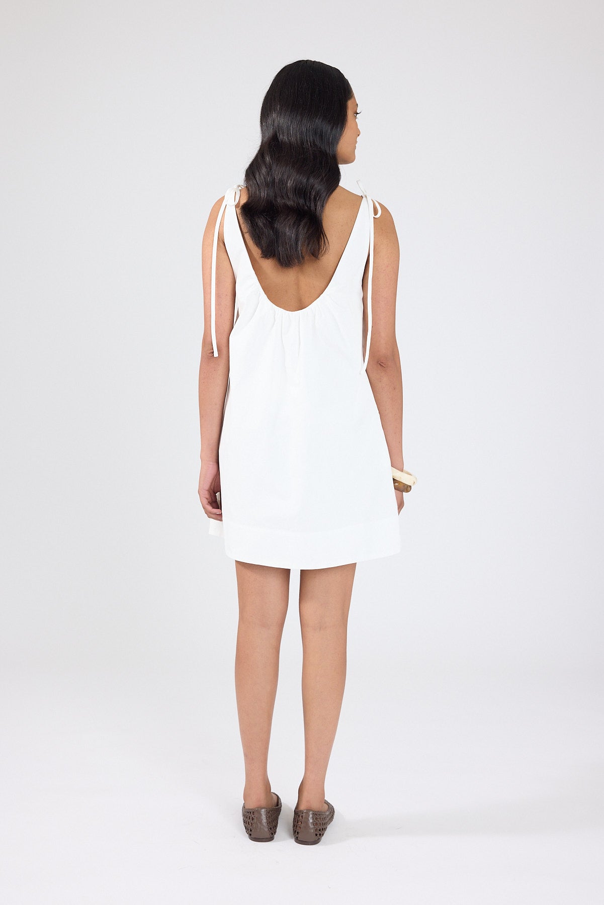 Perfect Stranger Penelope Tie Shoulder Mini Dress Off White