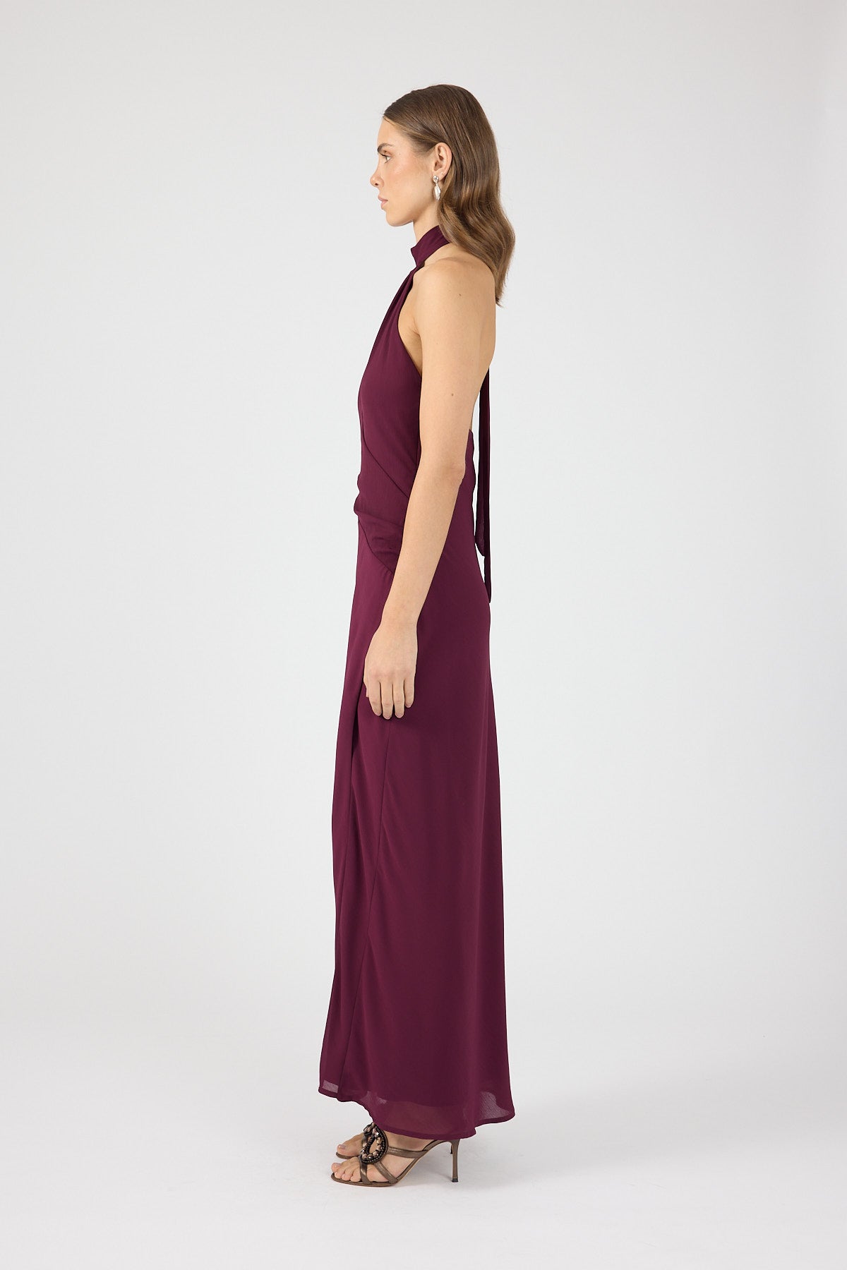 Perfect Stranger Ember Halter Maxi Dress Plum
