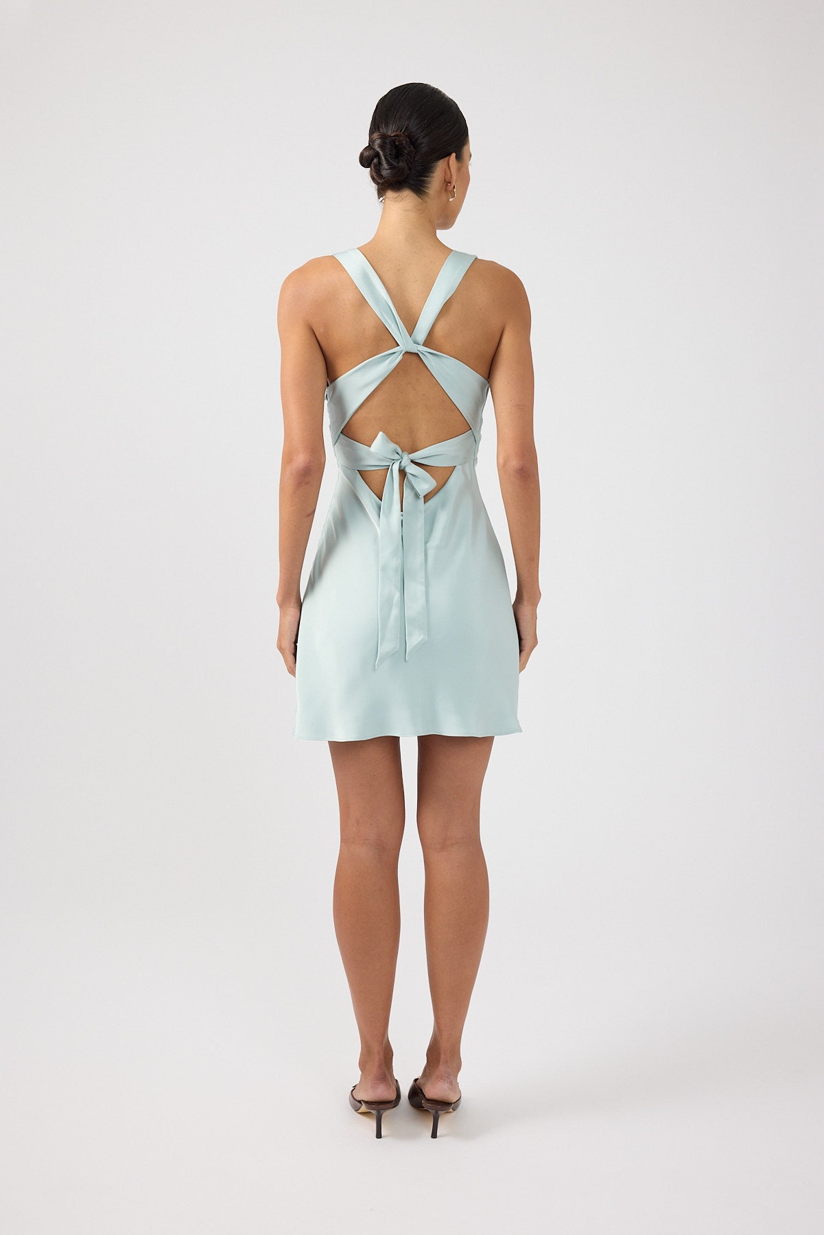 Perfect Stranger Ellary Satin Mini Dress Sage