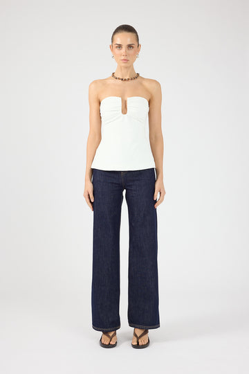 Perfect Stranger Mid Rise Baggy Jean Dark Blue Denim