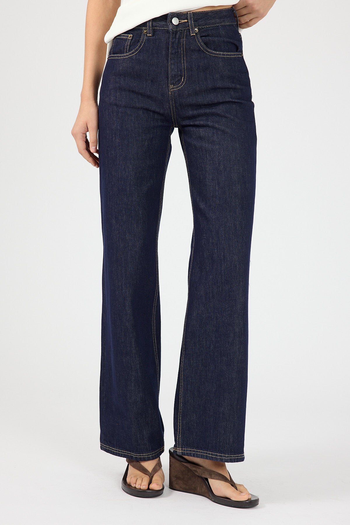 Perfect Stranger Mid Rise Baggy Jean Dark Blue Denim