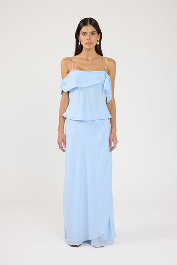 Perfect Stranger Elouise Draped Maxi Skirt Blue