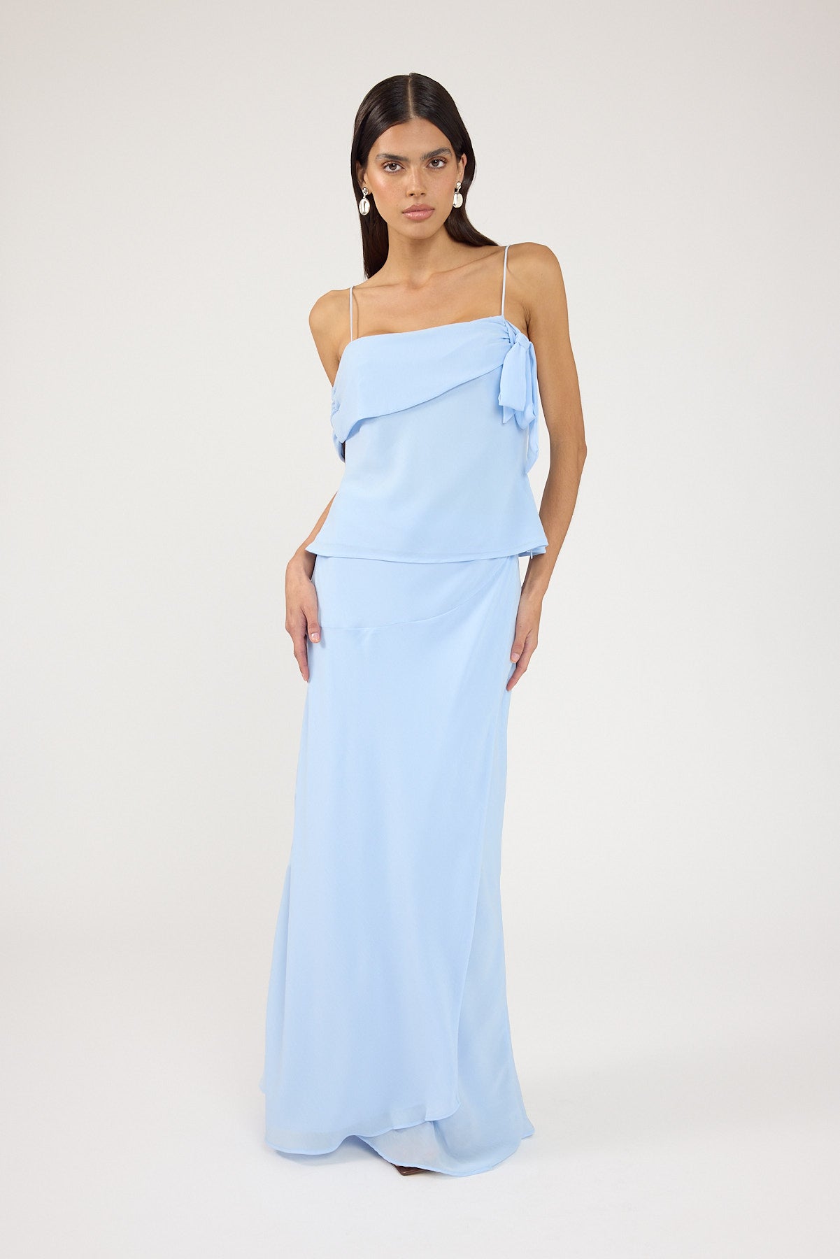 Perfect Stranger Elouise Draped Maxi Skirt Blue