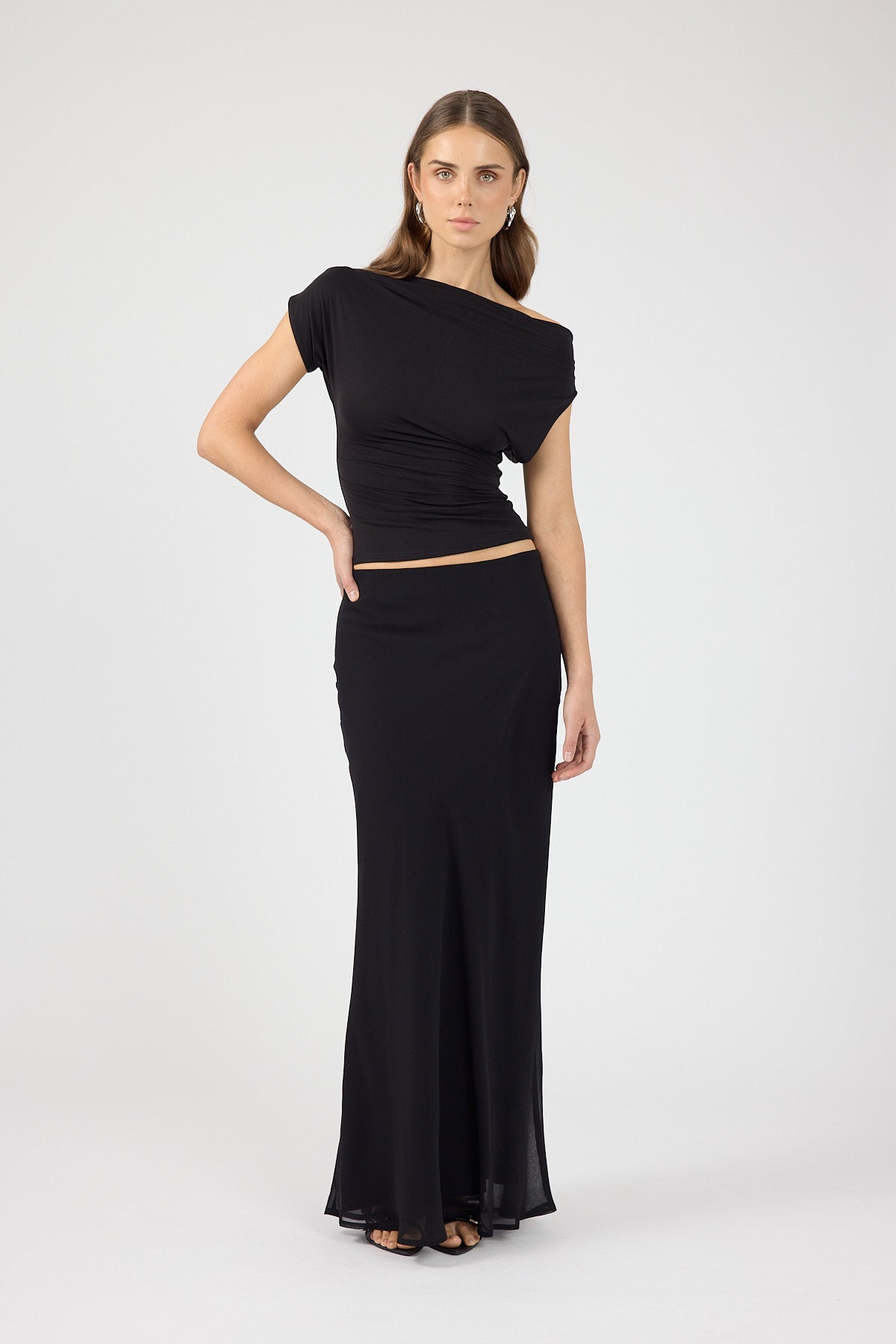 Perfect Stranger Lula Chiffon Maxi Skirt Black