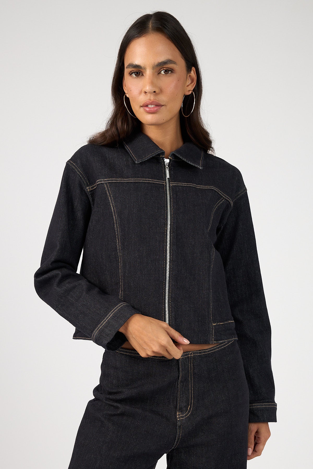 Perfect Stranger Cynthi Denim Jacket Dark Indigo