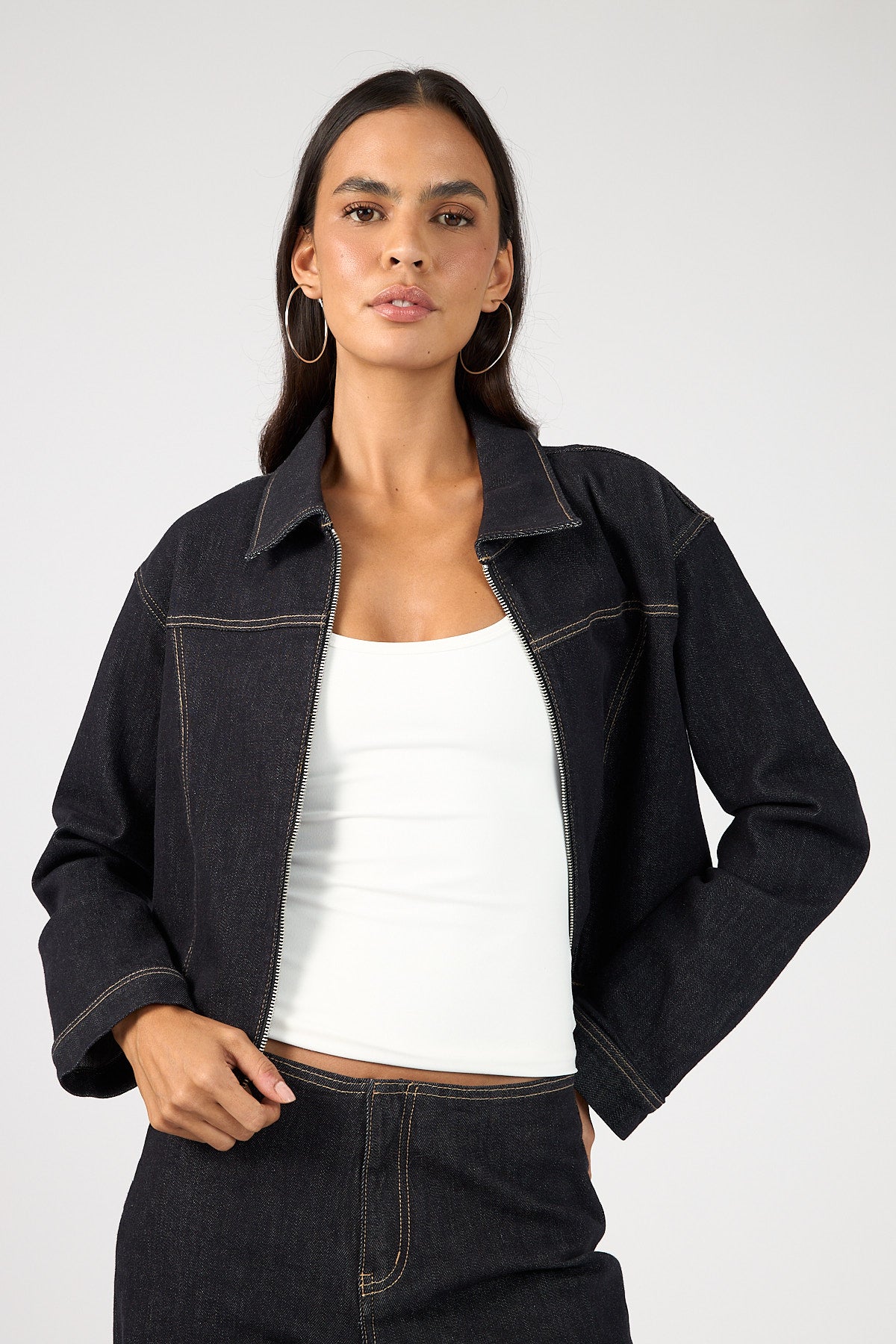 Perfect Stranger Cynthi Denim Jacket Dark Indigo
