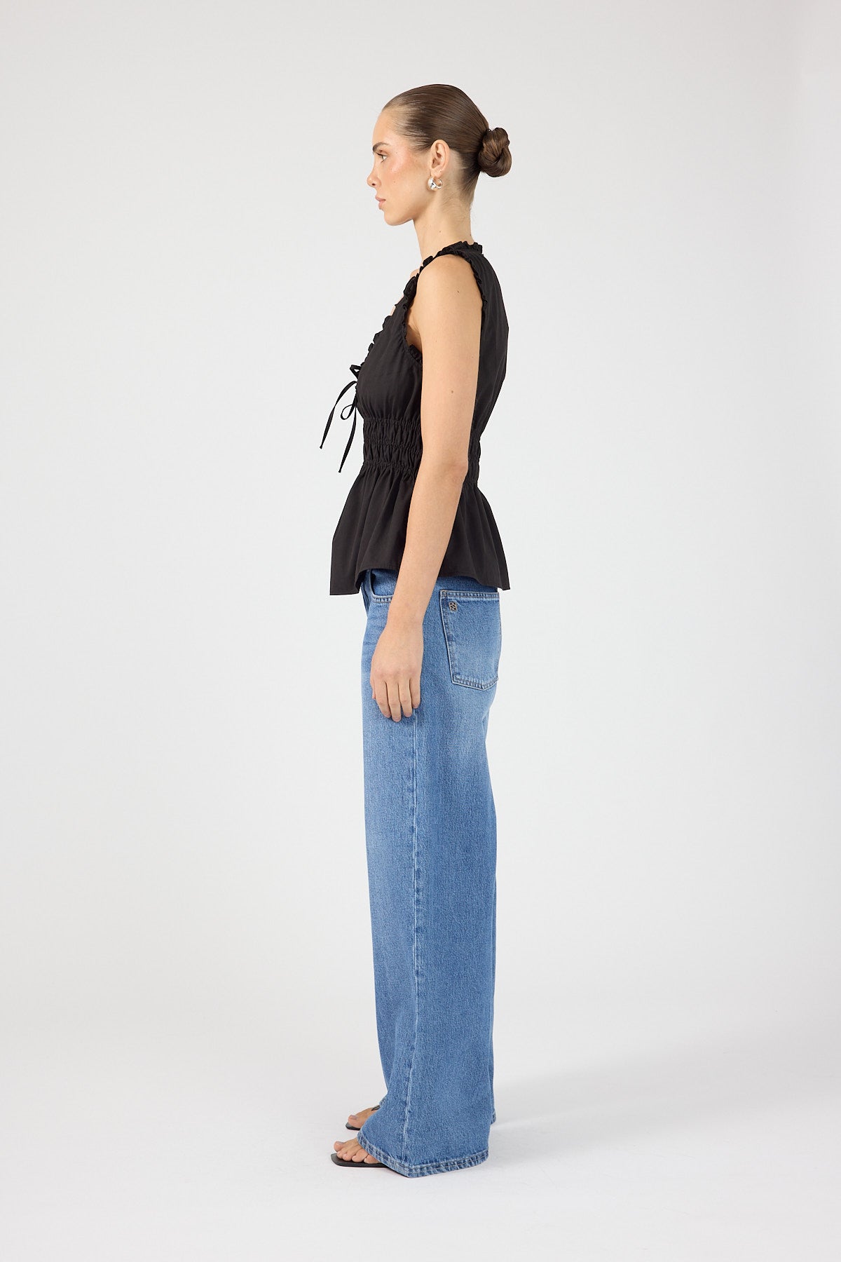 Perfect Stranger Faye Gathered Shift Top Black
