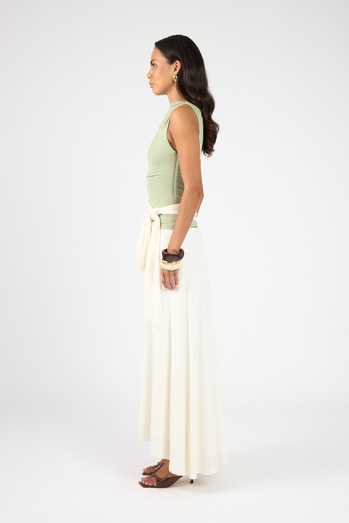 Perfect Stranger Daisy Sash Top Matcha Green