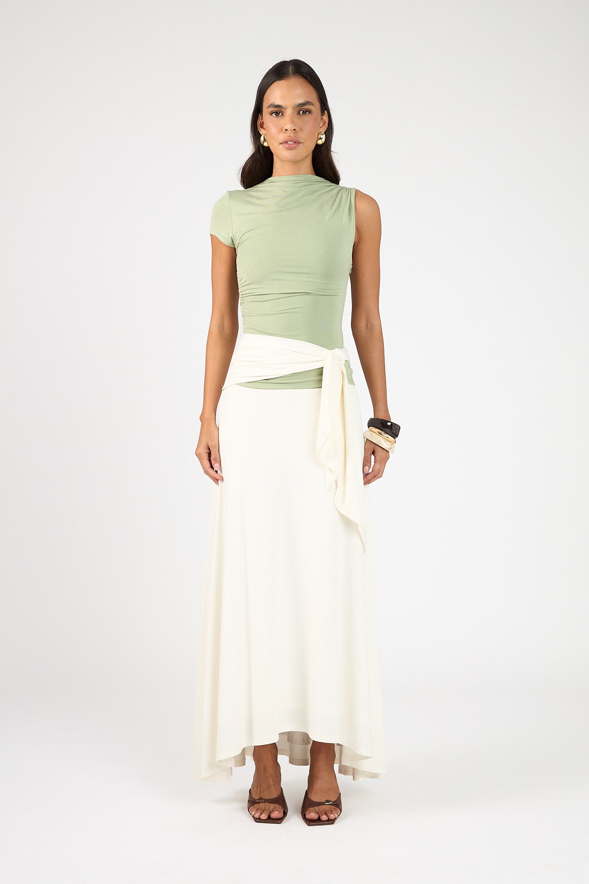 Perfect Stranger Daisy Sash Top Matcha Green