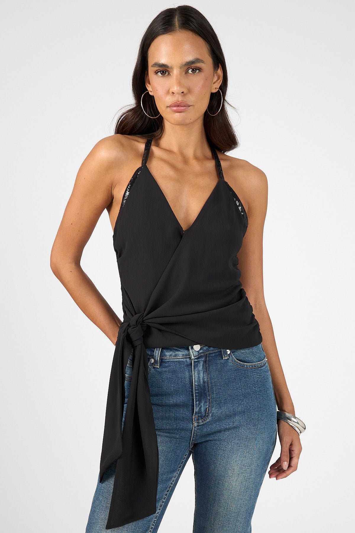 Perfect Stranger Lolli Wrap Top Black