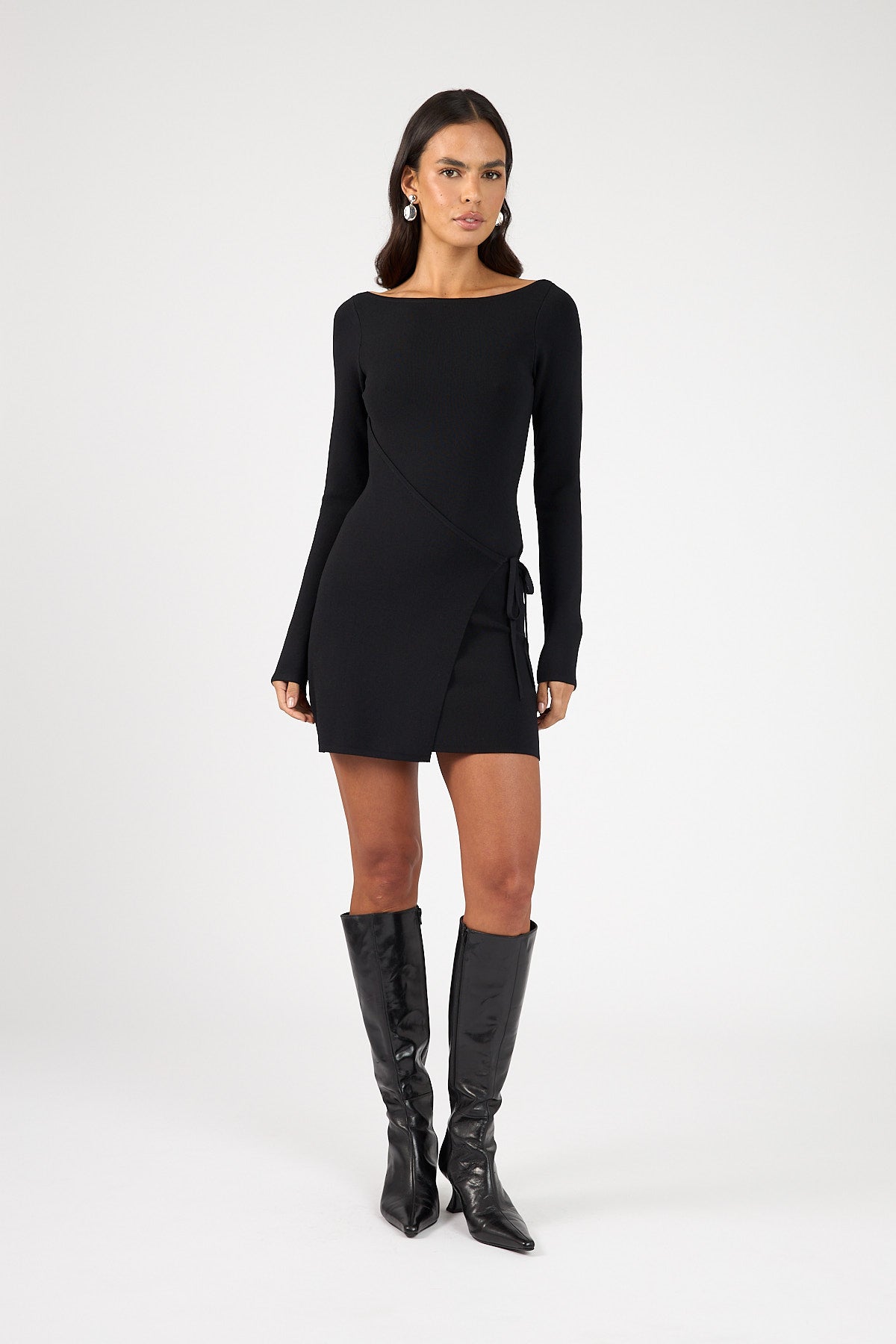 Perfect Stranger Miya Knit Mini Dress Black