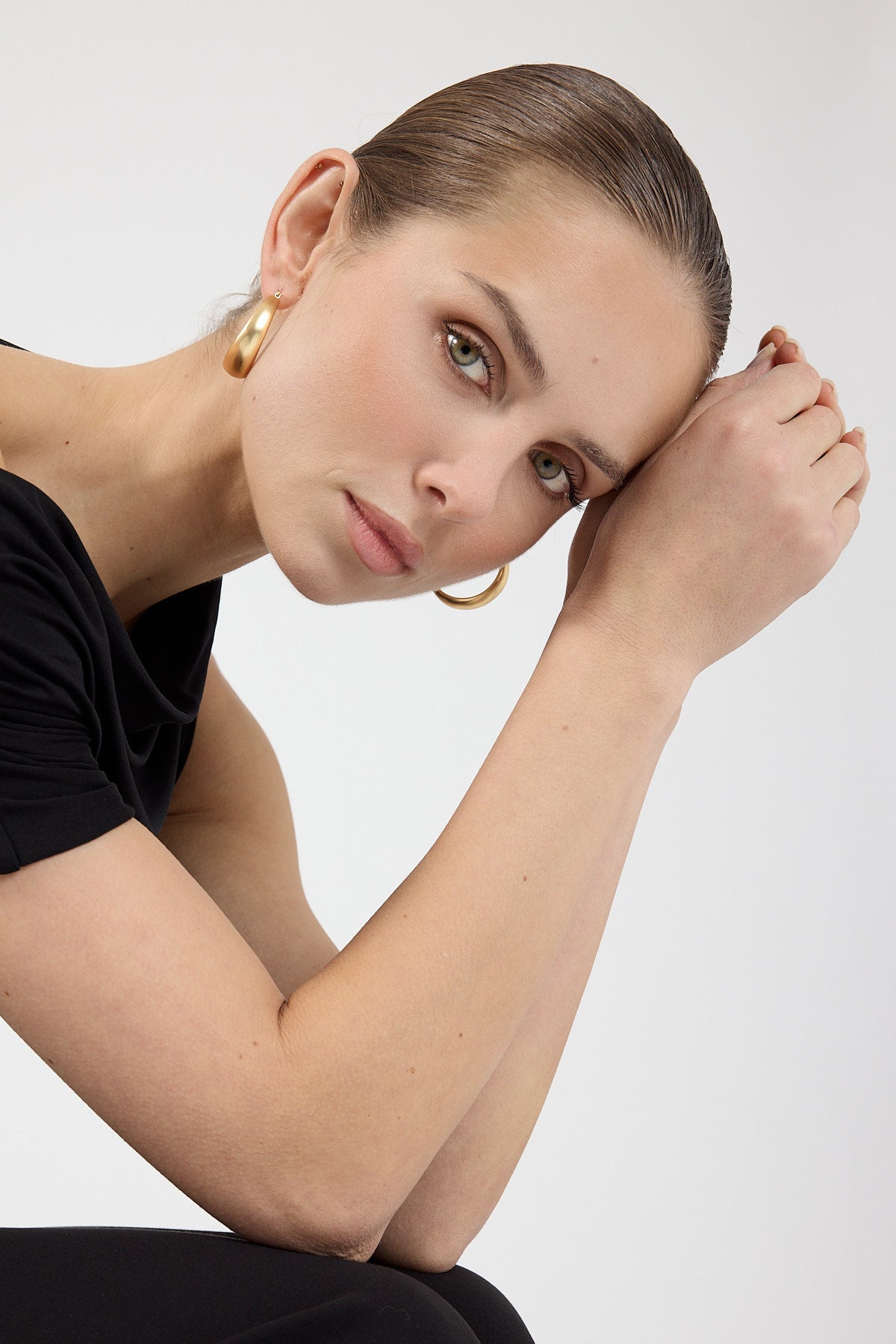 Perfect Stranger Odette Hoop Earrings 18K Brushed Gold