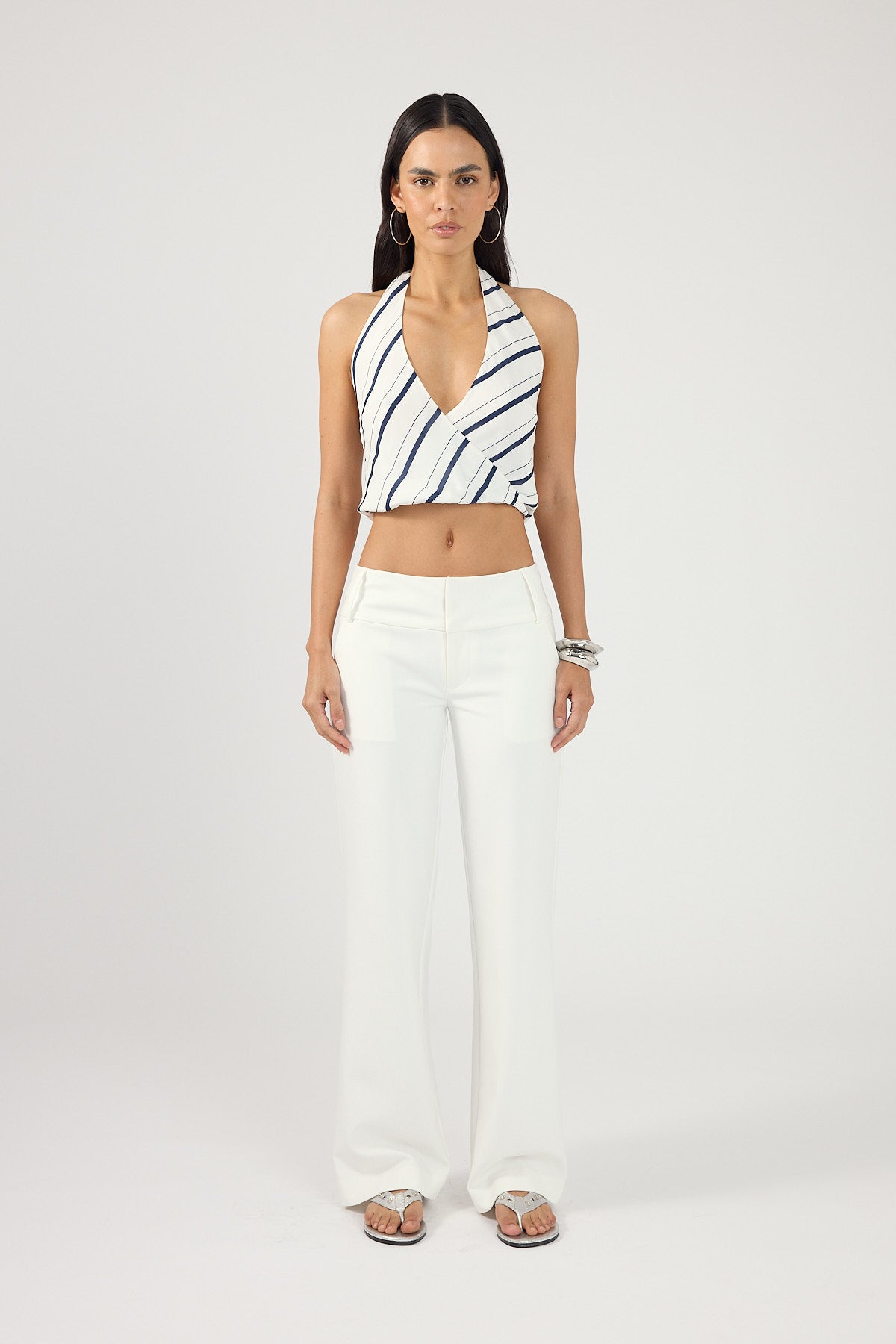 Perfect Stranger Koda Stripe Halter Top White/Navy Stripe