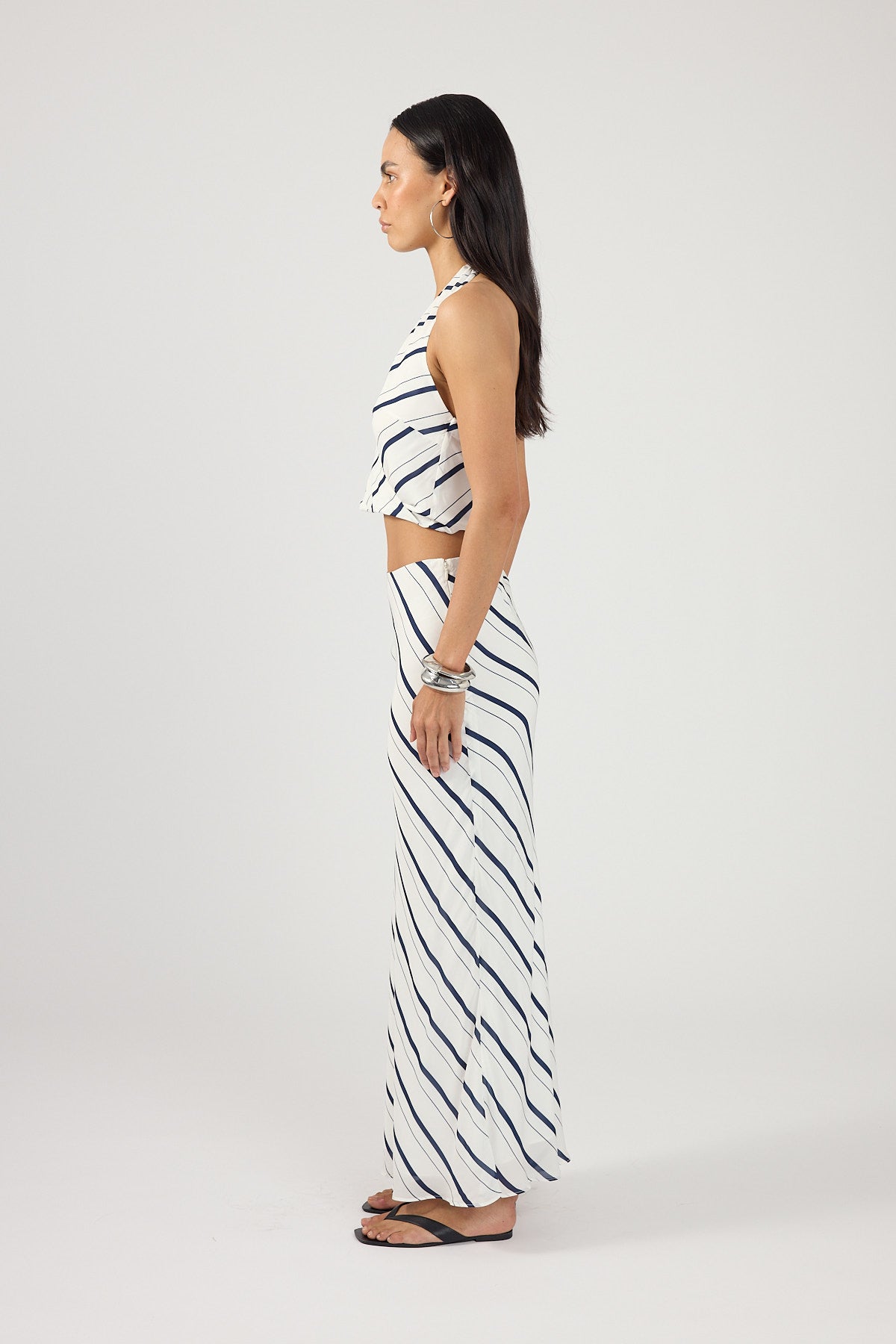 Perfect Stranger Koda Stripe Halter Top White/Navy Stripe