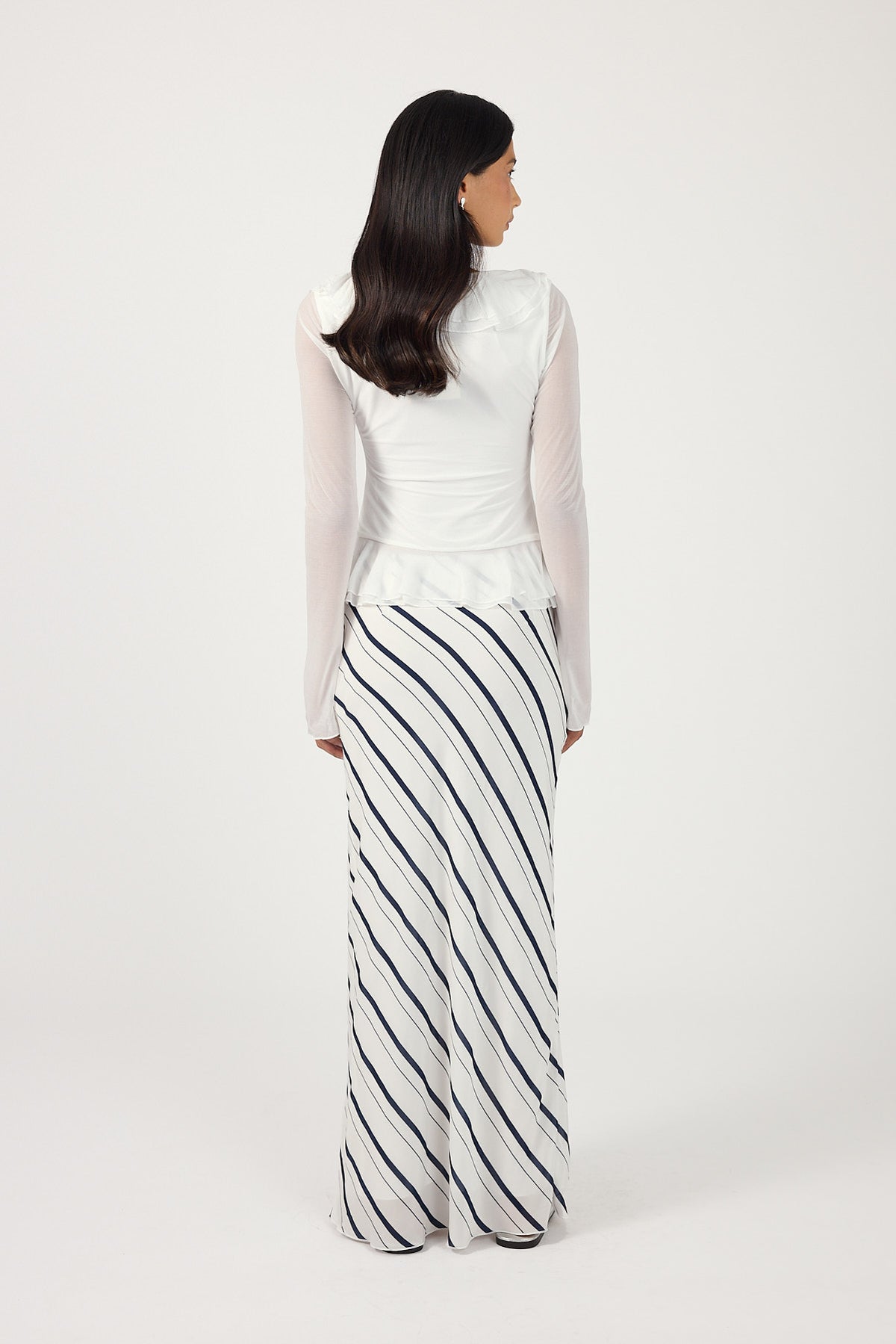 Perfect Stranger Koda Stripe Maxi Skirt White/Navy Stripe
