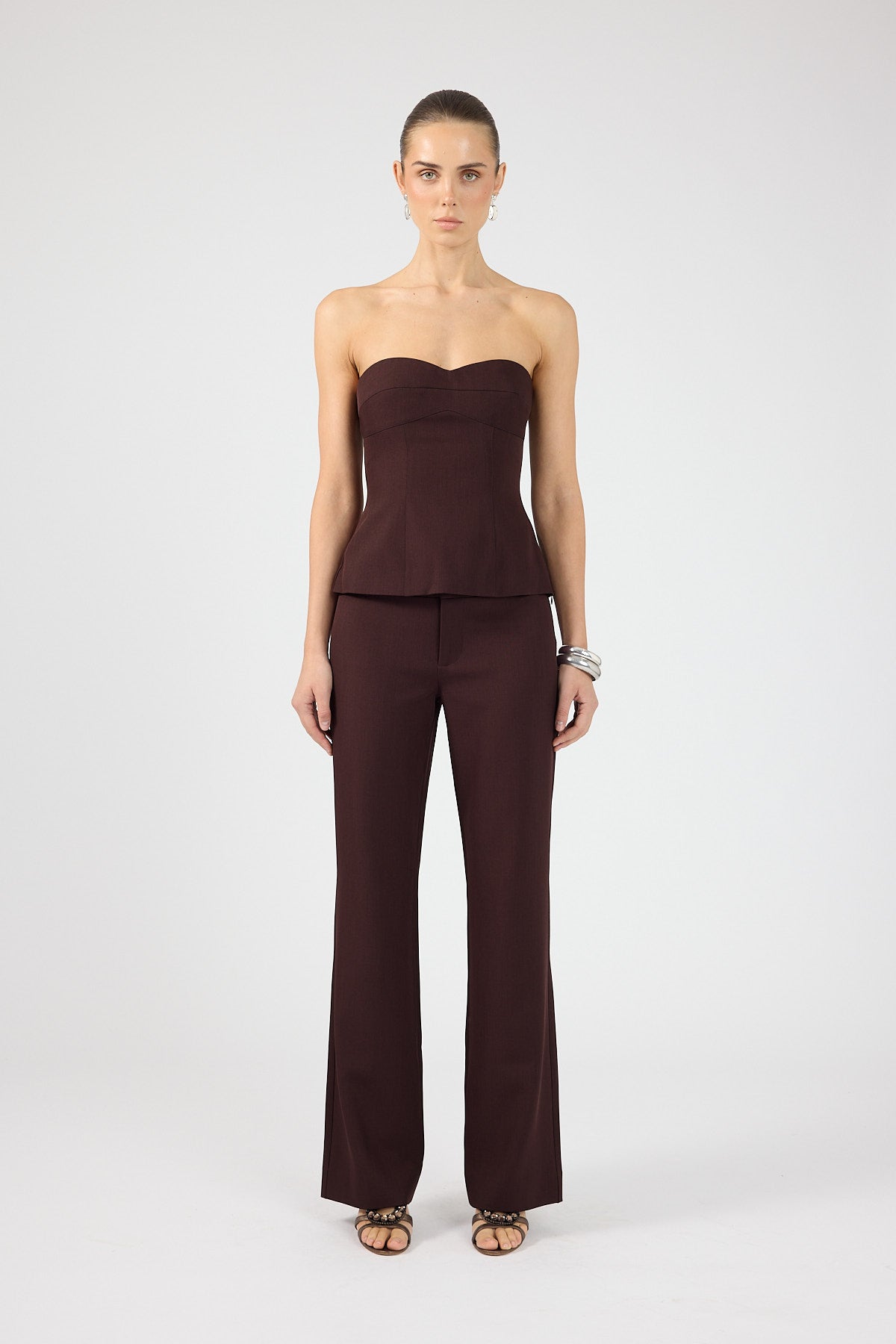 Perfect Stranger Tala Strapless Suiting Top Burgundy