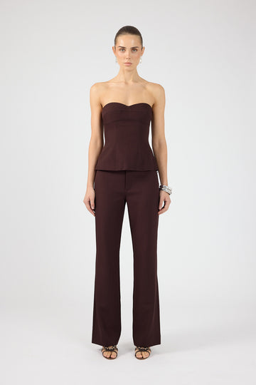 Perfect Stranger Tala Strapless Suiting Top Burgundy