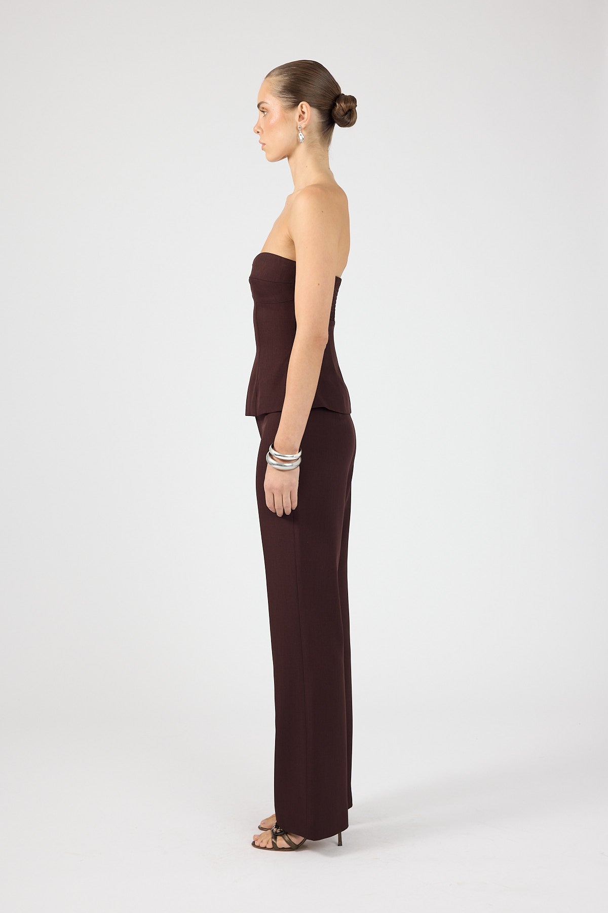 Perfect Stranger Tala Strapless Suiting Top Burgundy
