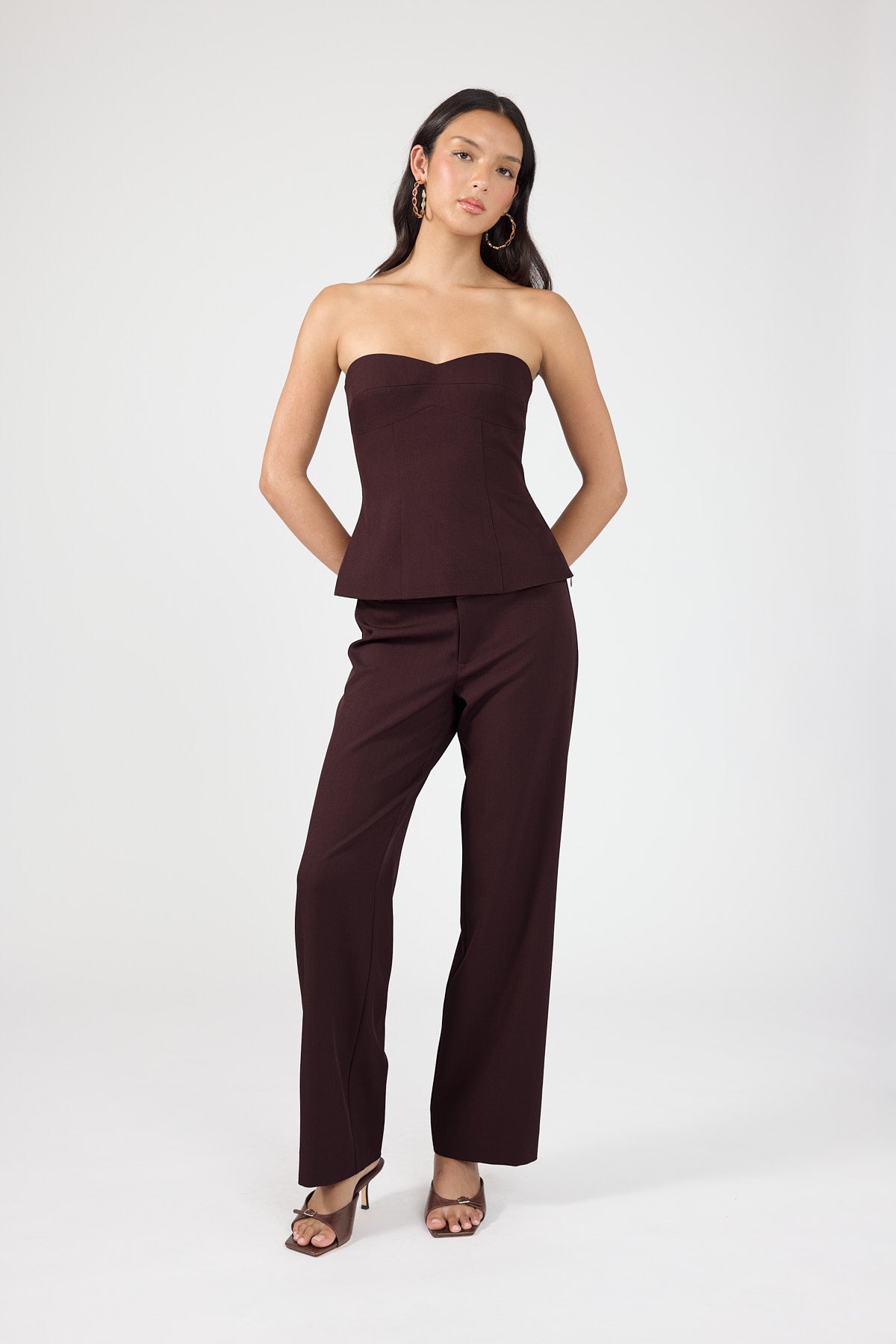 Perfect Stranger Tala Mid Rise Petite Pant Burgundy