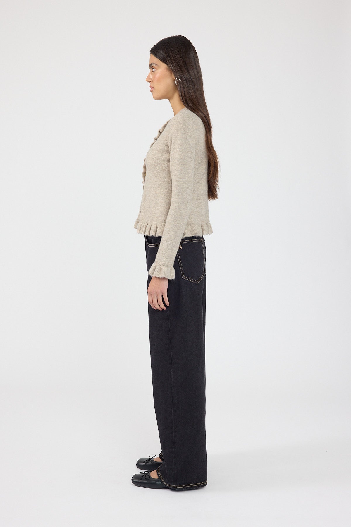 Perfect Stranger Petite Mid Rise Baggy Jean Washed Black
