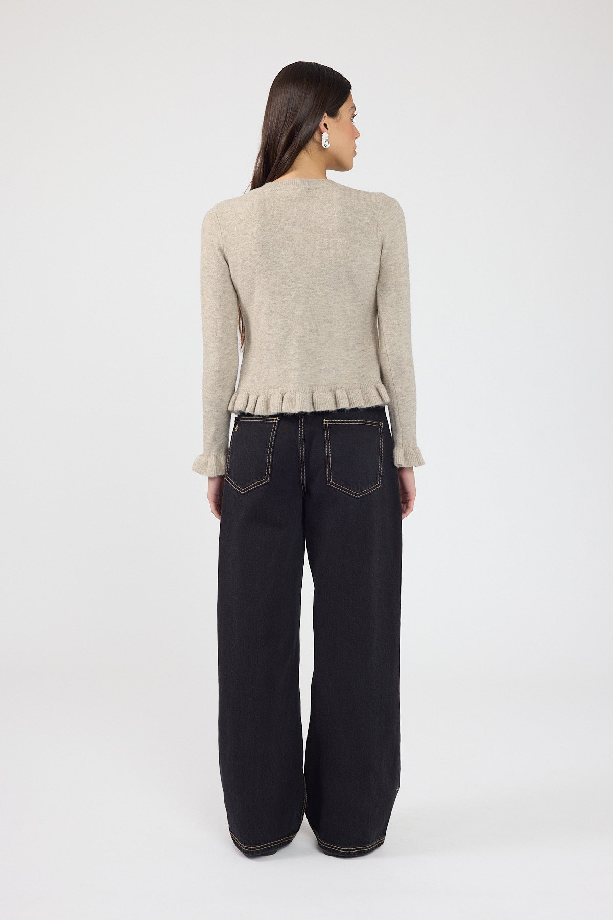 Perfect Stranger Petite Mid Rise Baggy Jean Washed Black