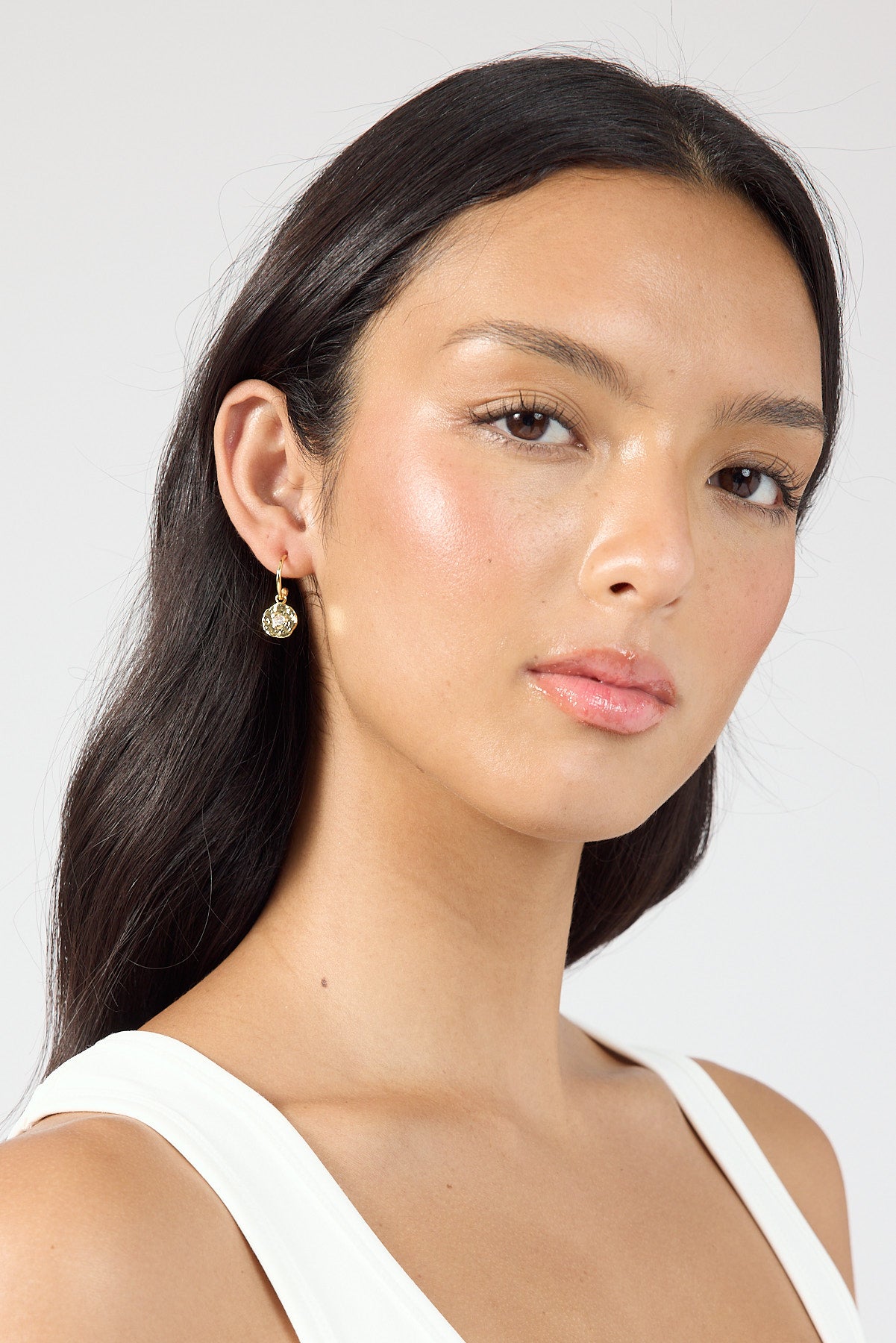 Perfect Stranger Magnolia Disk Hoop Earring 18K Gold Plated