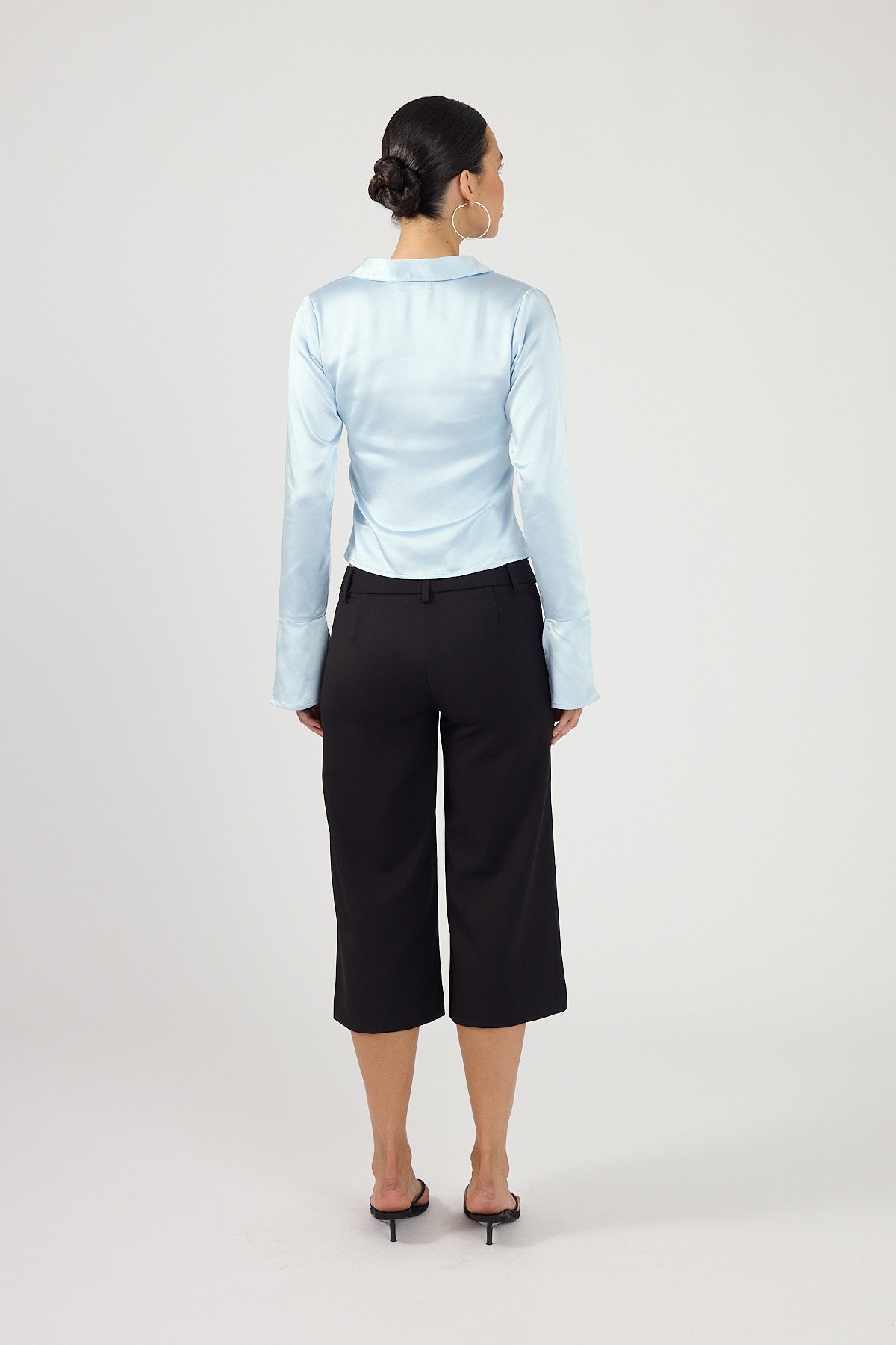 Perfect Stranger Matilda Fitted Satin Shirt Blue